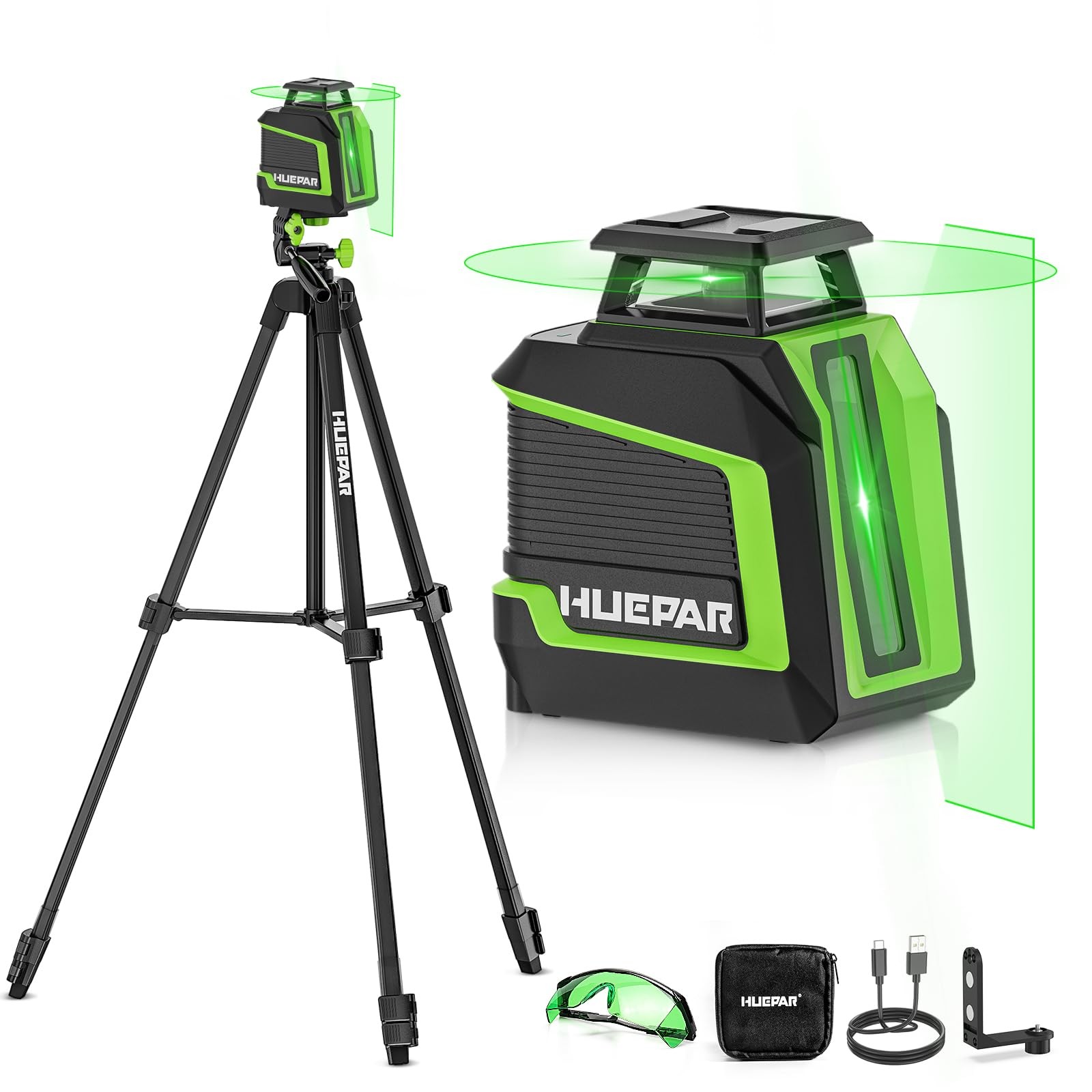 Huepar 360 Laser Level with Tripod 60in, 82Ft - 165Ft Self Leveling Pulse Mode