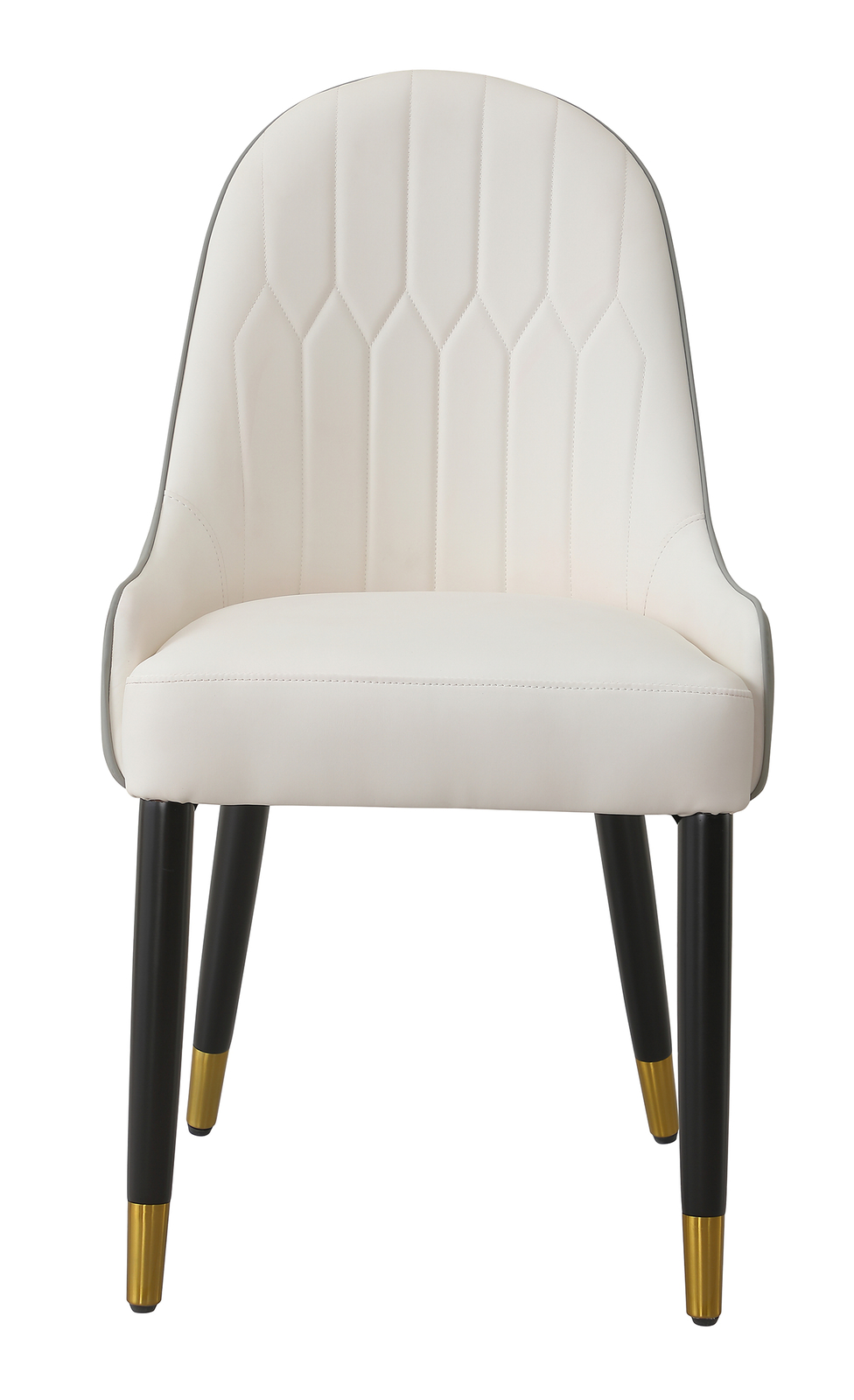 2pcs Upholstered Accent PU Leather Chairs Faux Leather Dining Chair W/Metal Leg