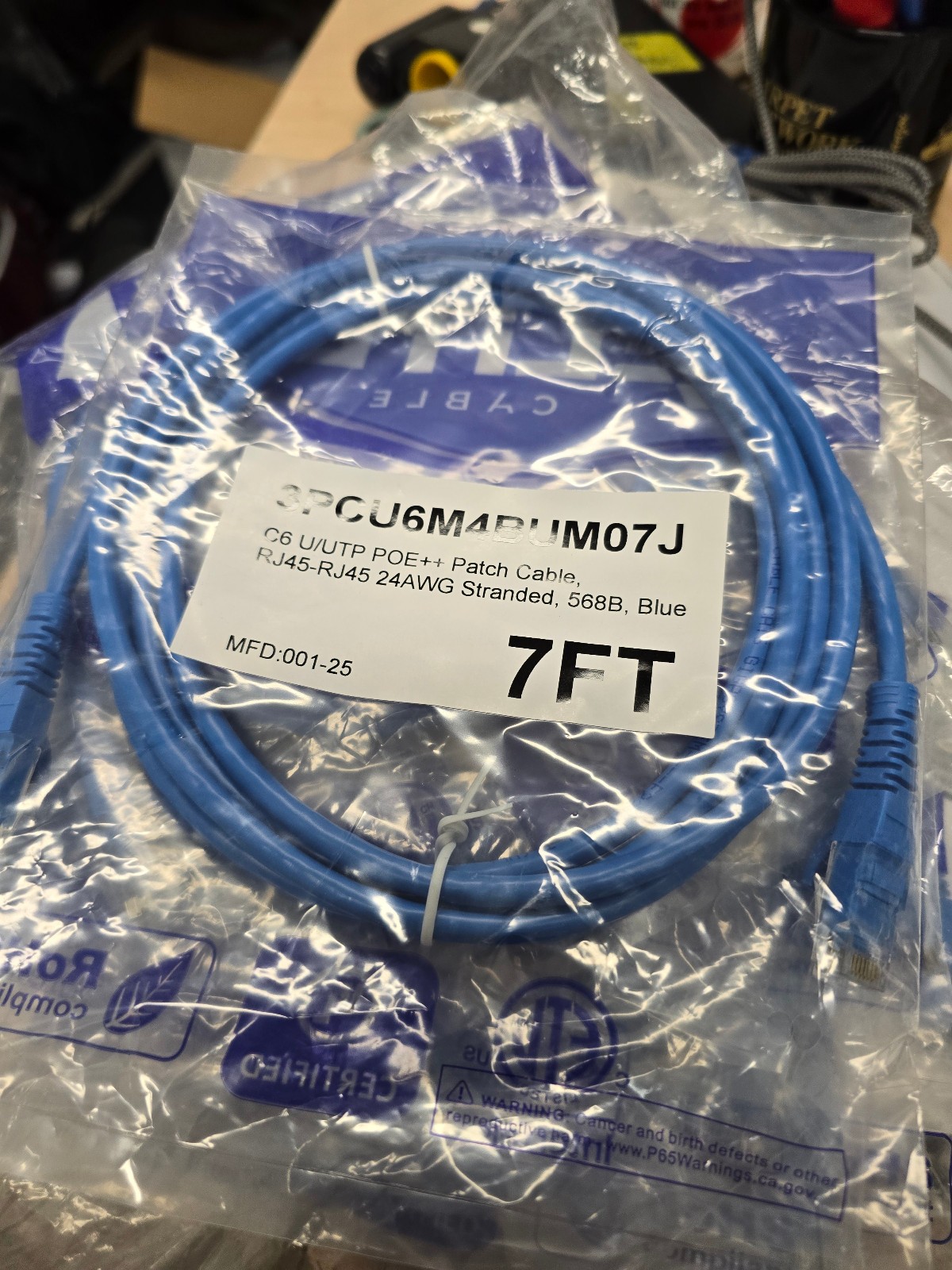 Lot of 10   Cat6 Shielded SSTP Ethernet  Booted Patch Cable 7ft Blue