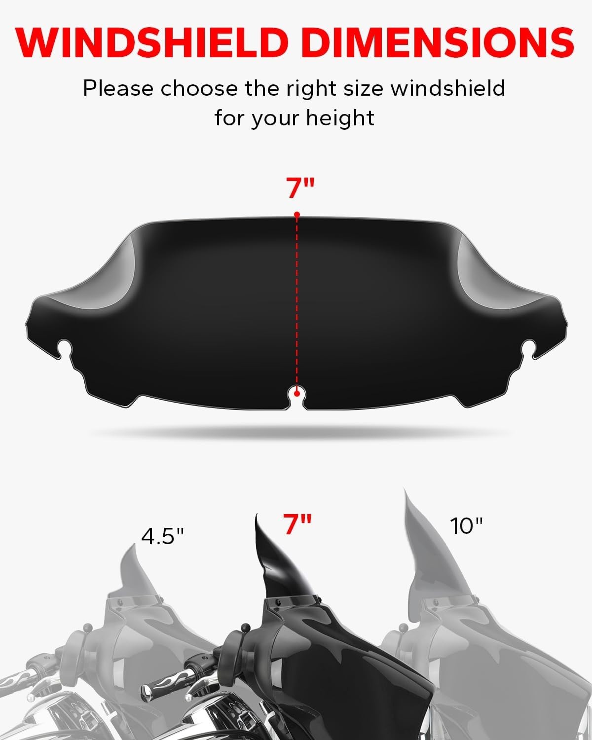 Durable 7" Black Windshield for Harley Touring Models - Optimal Wind Deflection