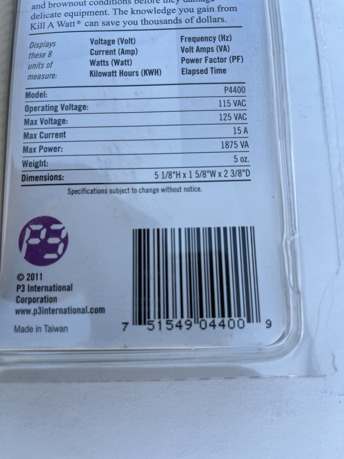 KILL A WATT ELECTRICITY USAGE MONITORS (2) P3 P4400