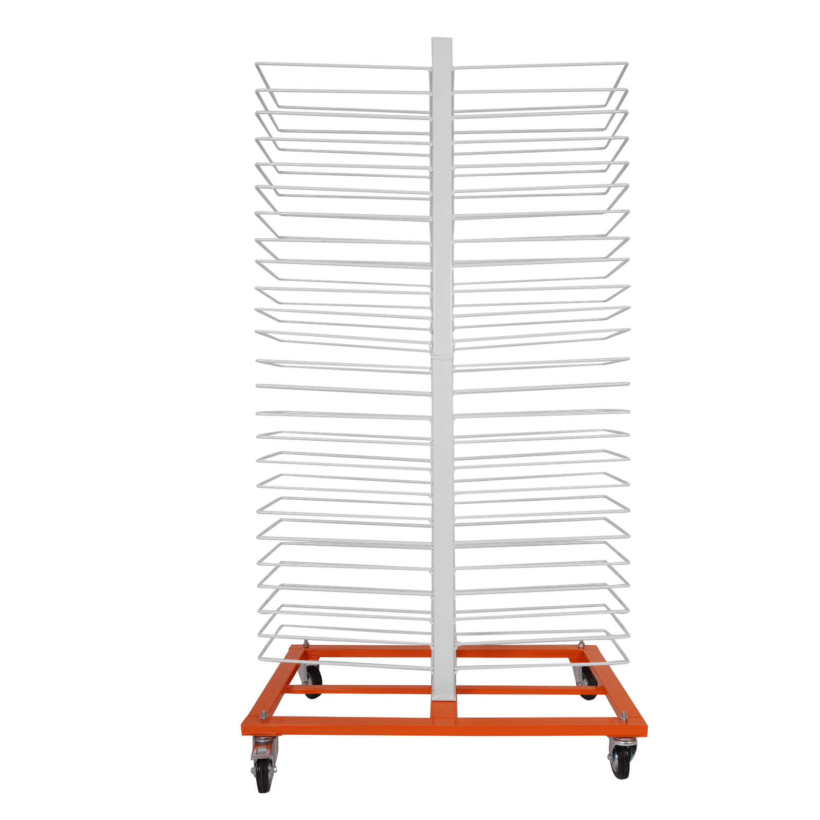 25LBS White Orange Powder Coated Paint Drying Rack Holders 4 Wheels For Cabinets