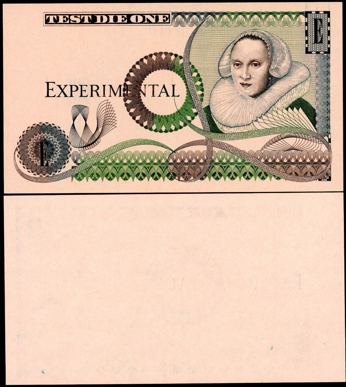 GREAT BRITAIN - TEST DIE ONE EXPERIMENTAL TEST NOTE CIRCA 1980's TUDOR WOMAN!