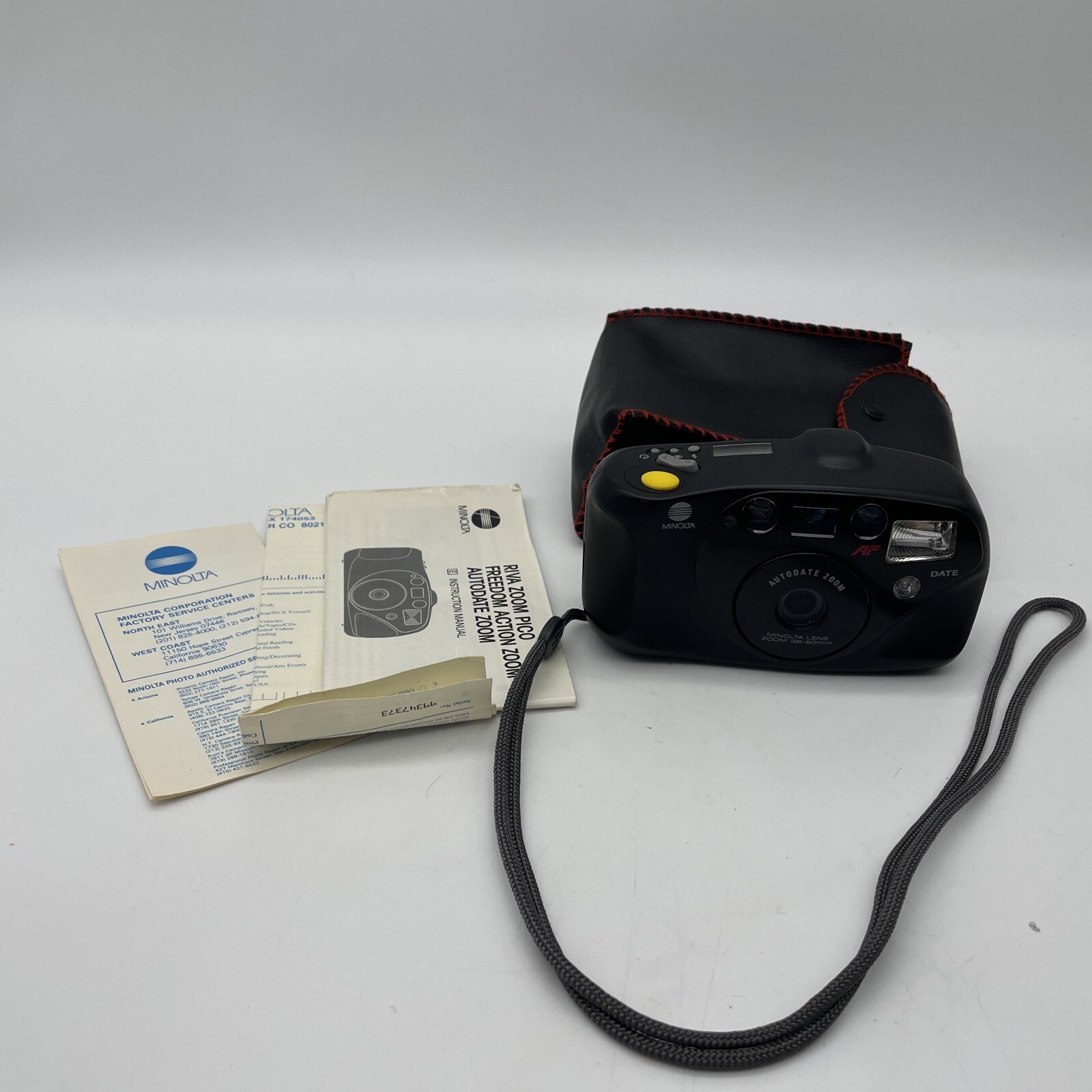 MINOLTA Autodate Zoom 35mm CAMERA Carry Pouch & Instruction Manual - Working