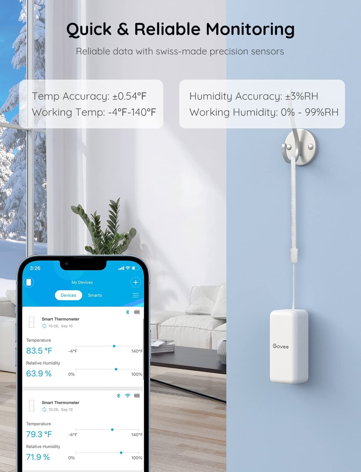 Smart Temperature & Humidity Sensor Pack with Bluetooth Alerts and Cloud Storage