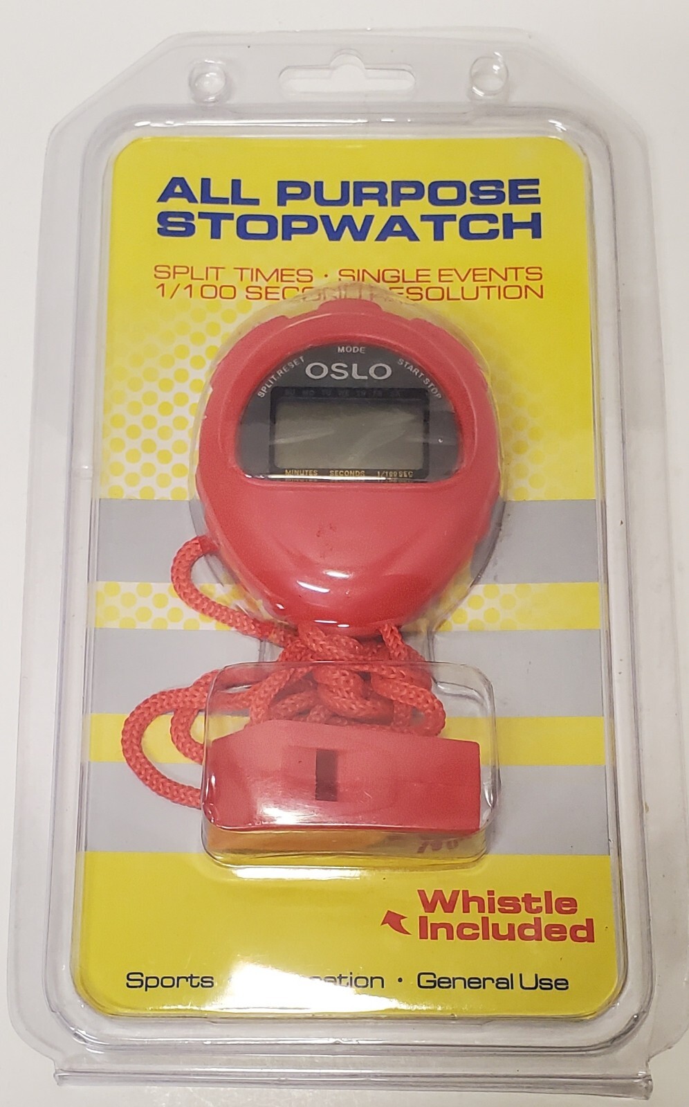 New Oslo 427 All Purpose Stopwatch W-Whistle Swimming Run Coaches Sports Red