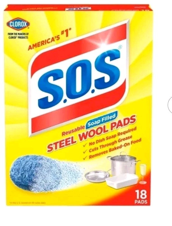 18ct. Clorox Steel Wool Soap Pads Multi Surface Cleaning Scrub Brushes Steel