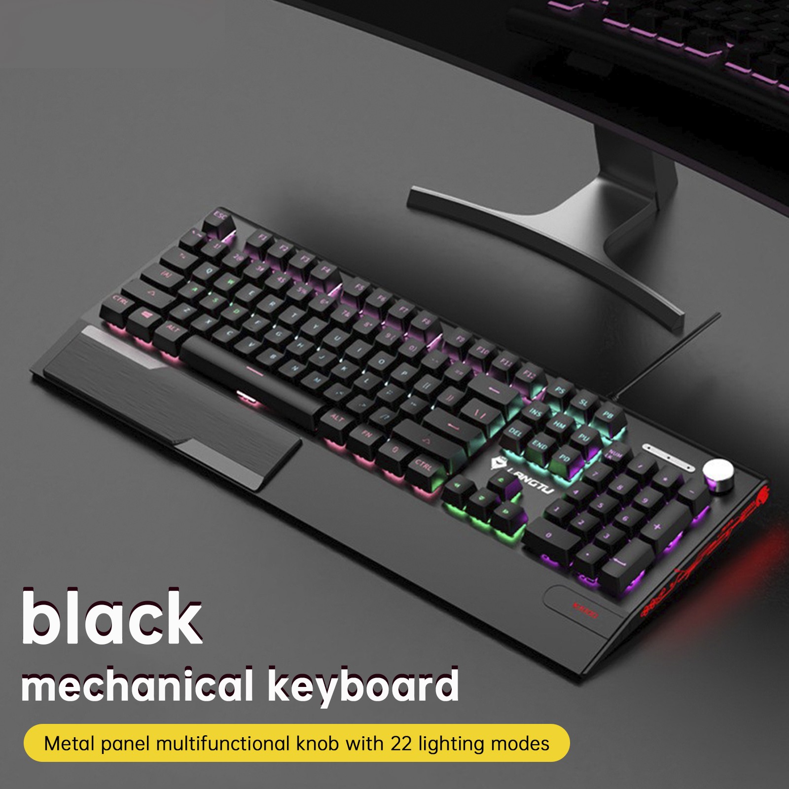 K1000 Mechanical Keyboard Wired 104-key Red Switches Customized Mute Keyboard