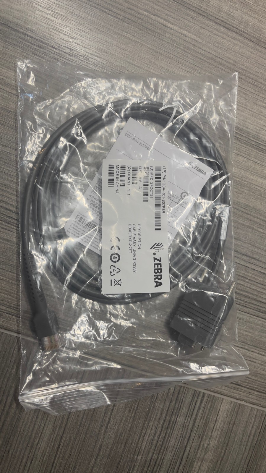 Zebra CBA-R01-S07PBR Shielded USB Data Transfer Cable RS2332 7' Length