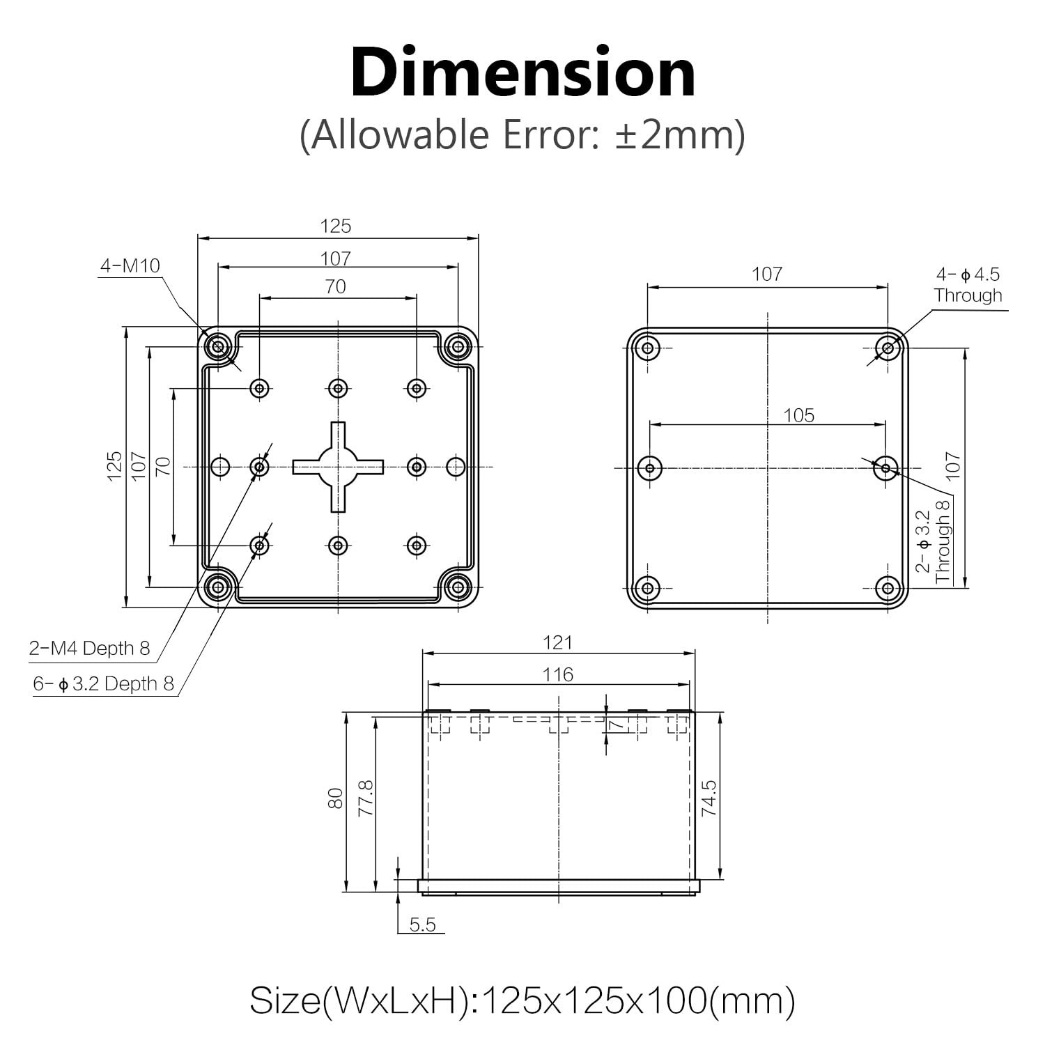 Junction Box IP67 Waterproof Dustproof ABS Plastic Project Box for Electrical...