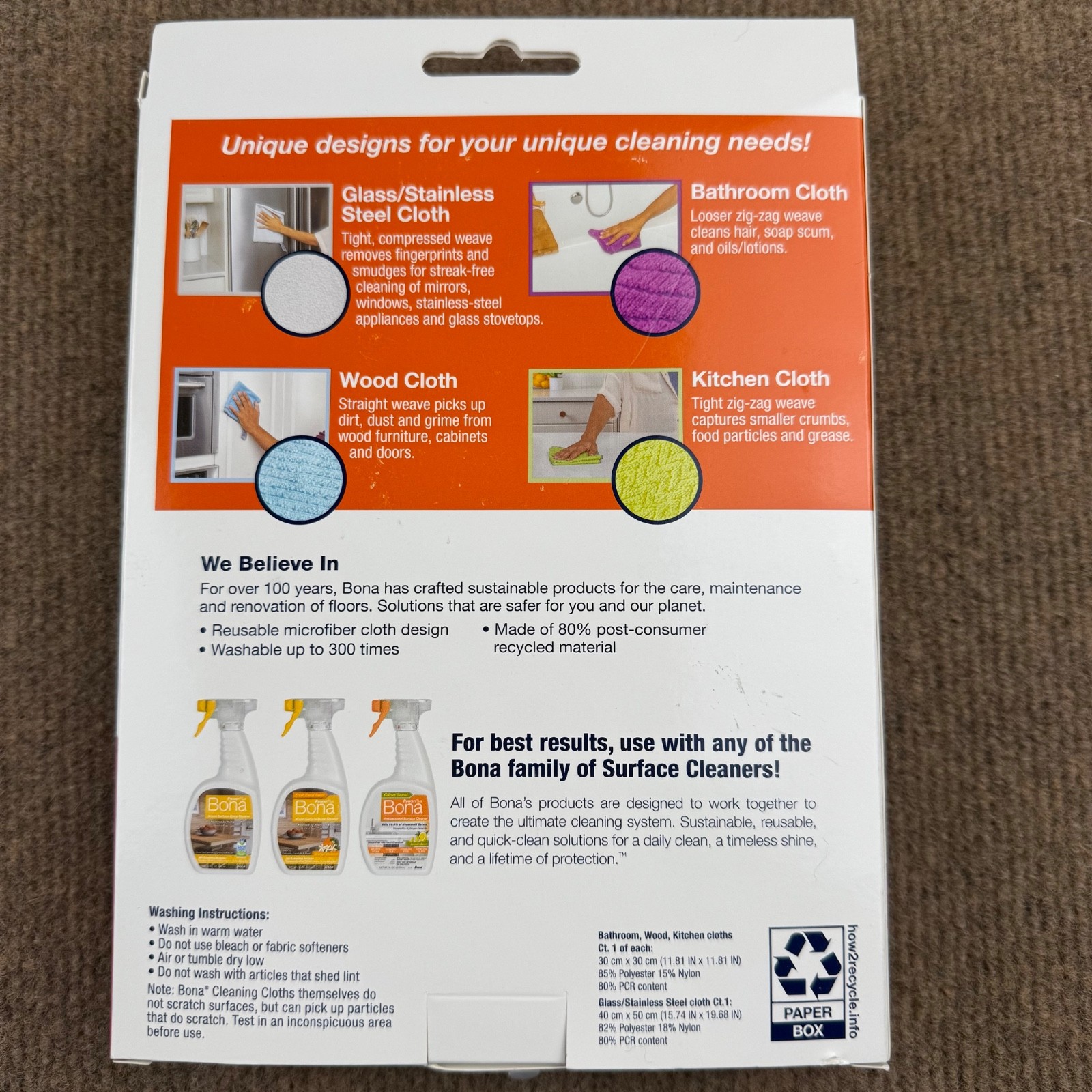 BONA ® Microfiber Cleaning Cloths Multipack 4 Count MultiSurface