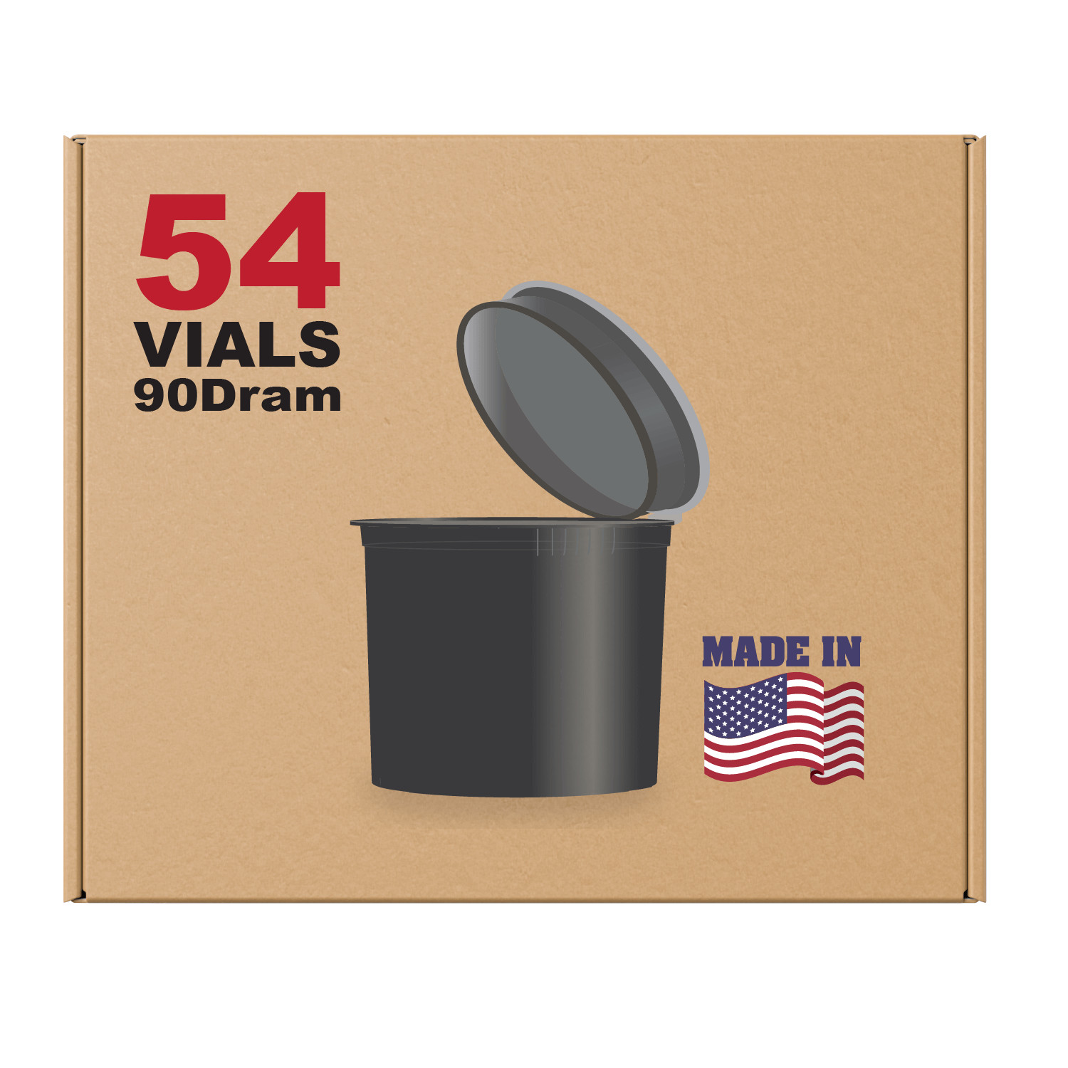 54 Black Vials - 90 DRAM Pop Top Bottle - Smell Proof Containers