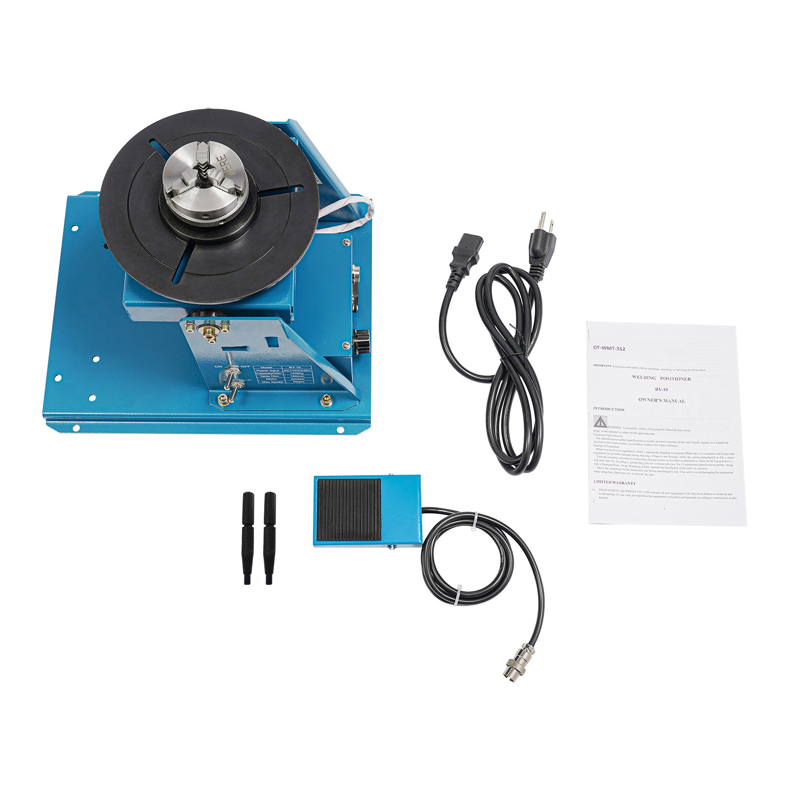 10KG Rotary Welding Positioner Turntable Timing 220mm Chuck Foot Switch 110V