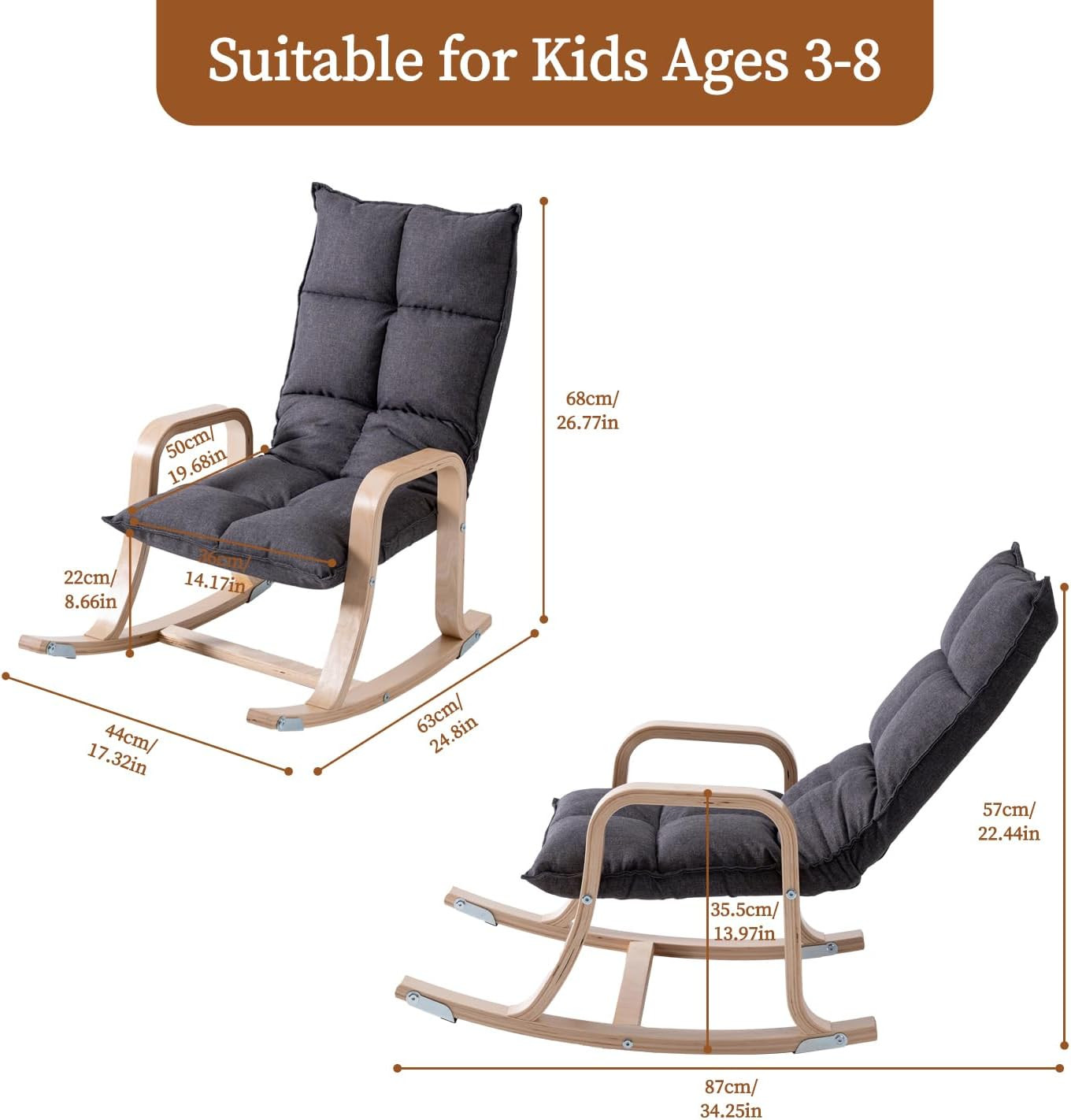 Cozy Kids' Recliner Chair - Soft Rocking Floor Seat for Playroom & Nursery