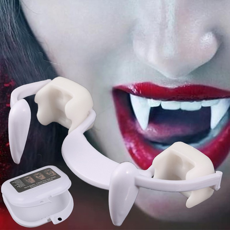 Retractable Vampire Teeth Fangs Halloween Cosplay Makeup Zombie Dentures Teeth