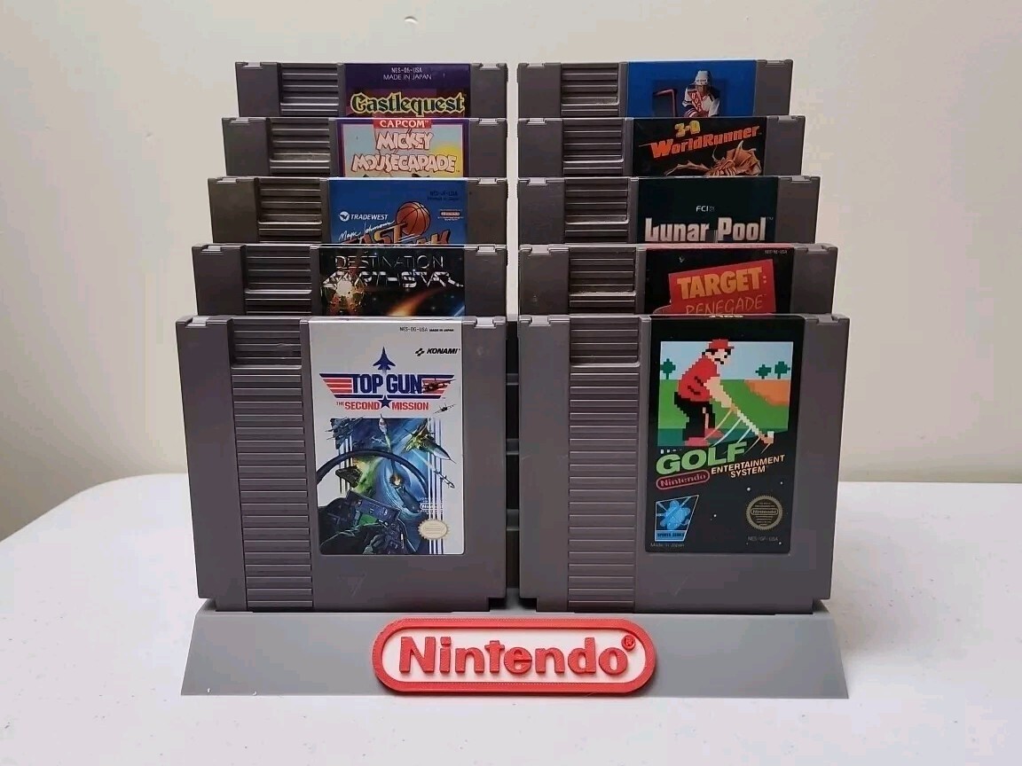 Nintendo NES 10 Cartridge Display Stand, 3D Printed