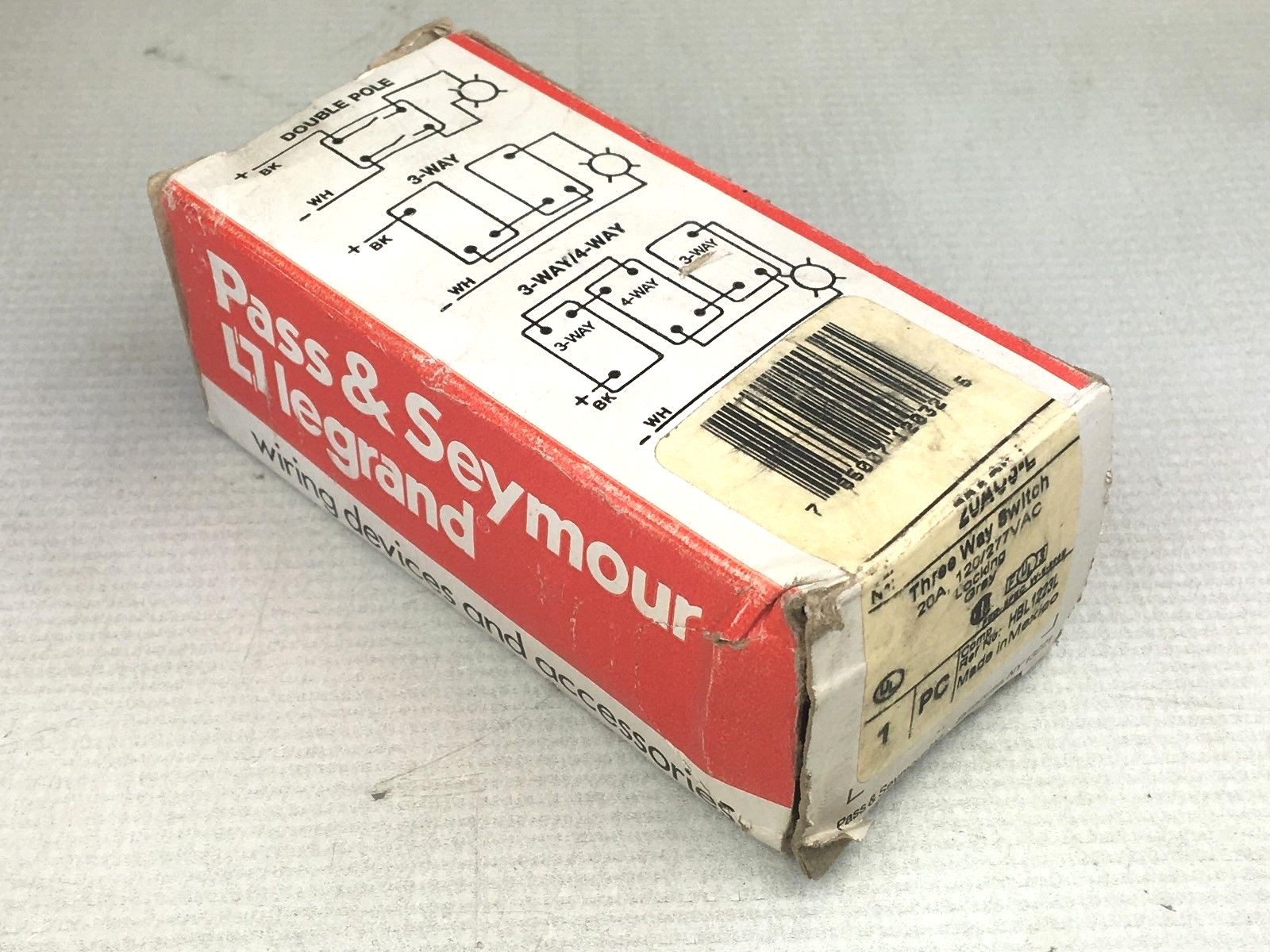 2 Pass & Seymour 20AC3-L Three Way Switch 20A 120/277VAC Locking Gray NEW NIB