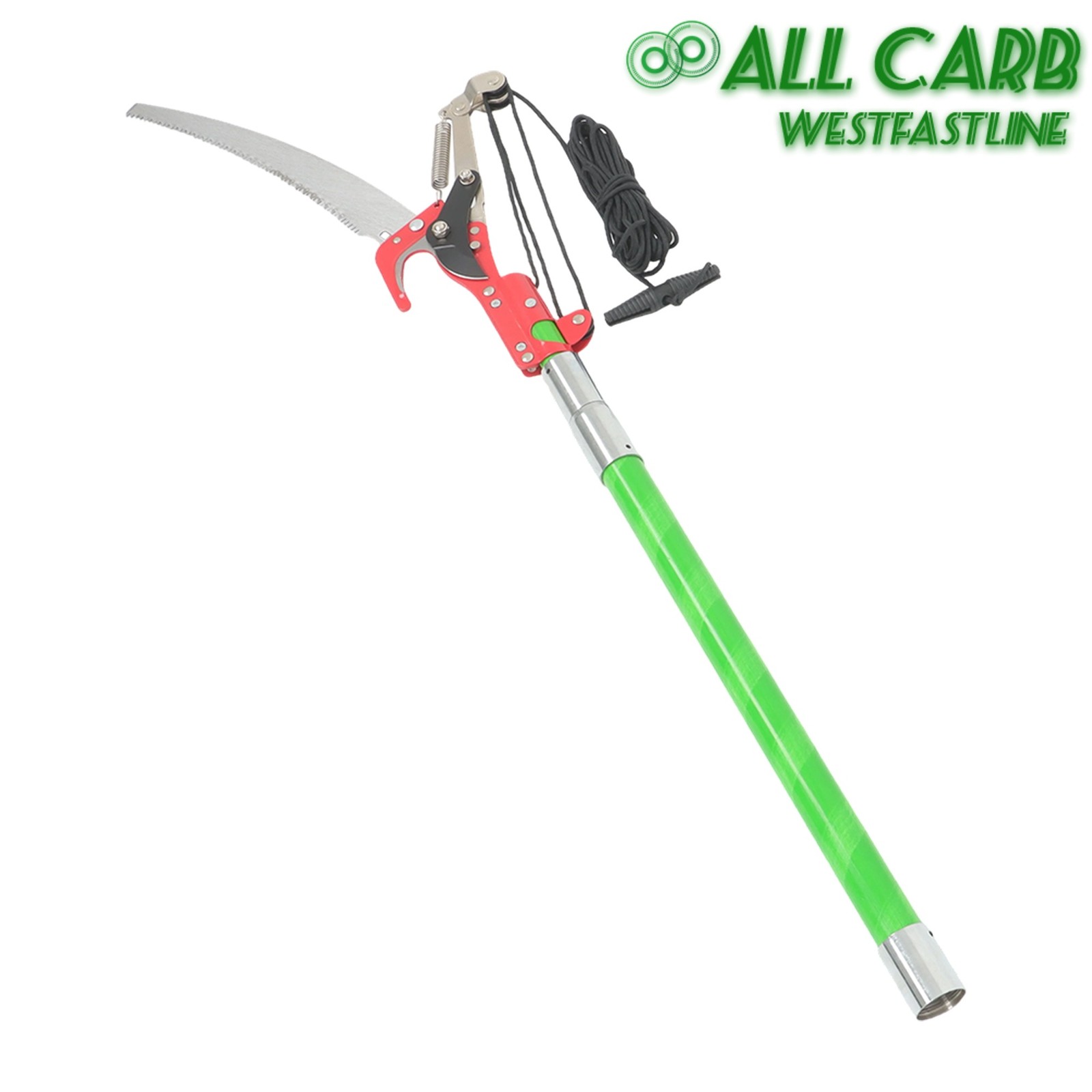 30FT Extendable Tree Trimmer & Pole Saw Combo 9-Section Telescoping Green Pole