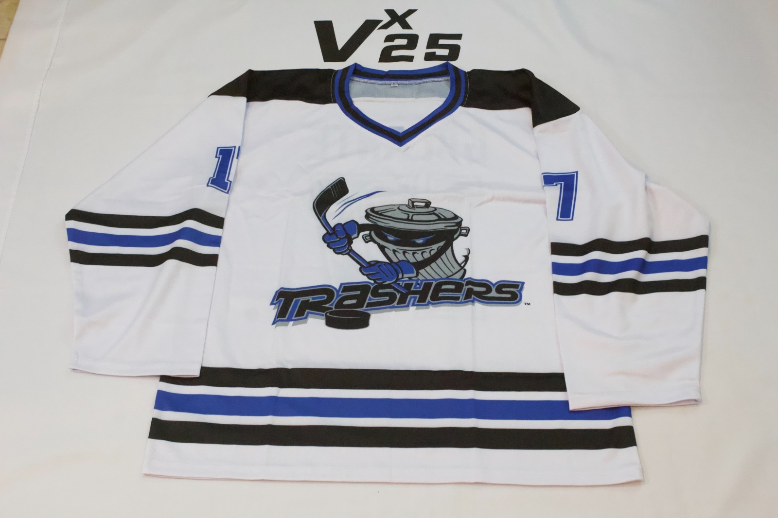 NEW Men's Danbury Trashers AJ Galante Hockey Jersey Crime and Penalties White Lg