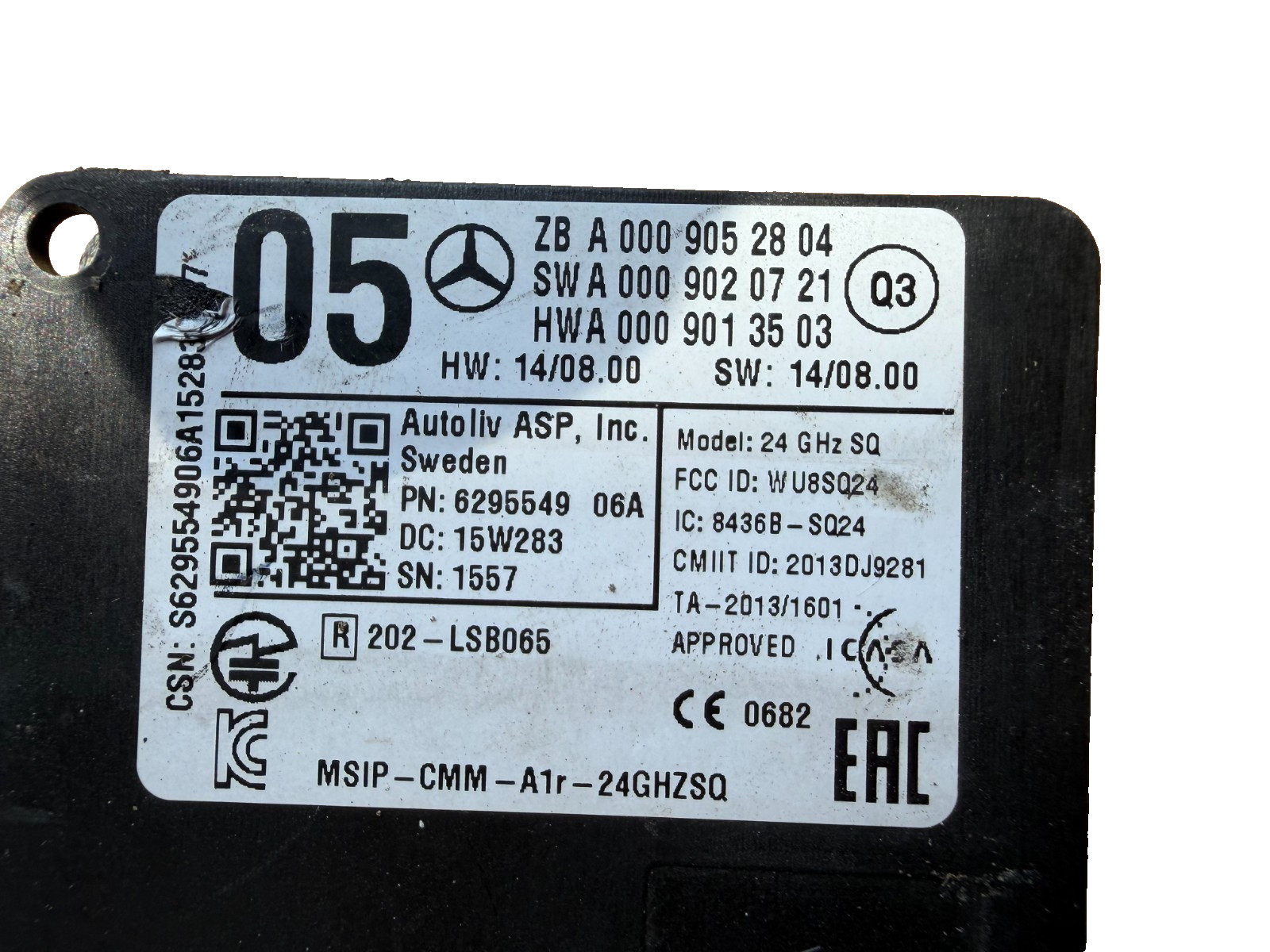 2013-2020 MERCEDES BLIND SPOT RADAR SENSOR RH OEM A0009052804