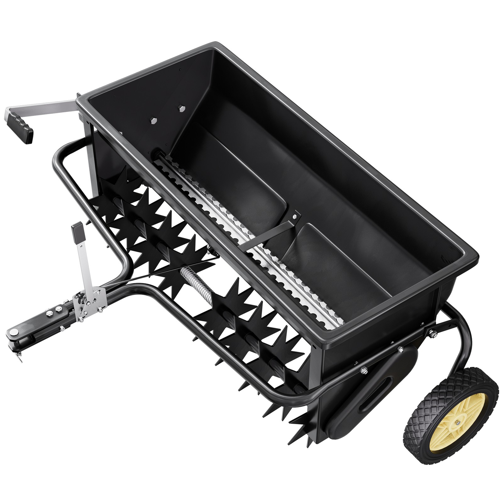 32" Tow-Behind Broadcast Spreader Heavy Duty Spike Aerator with 100lbs  Capacity