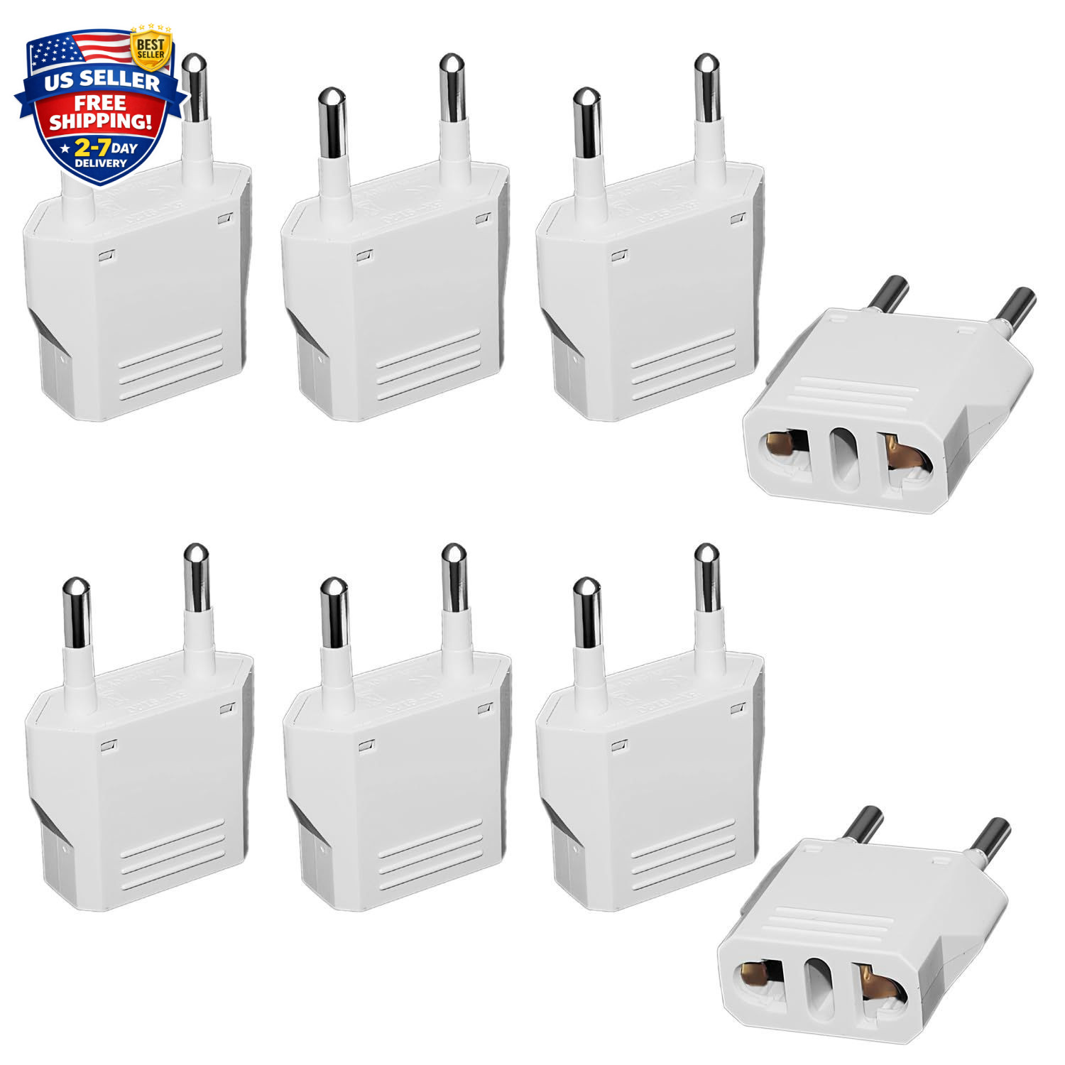 8 Pack European Travel Plug Adapter, US to Europe Plug Adapter, Type C Wall O...