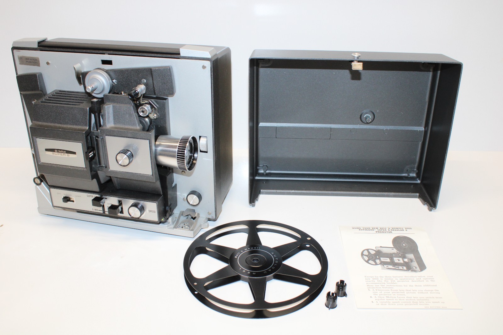Bell & Howell 466A 8mm/Super 8 Film Projector with Manual - Tested & Working