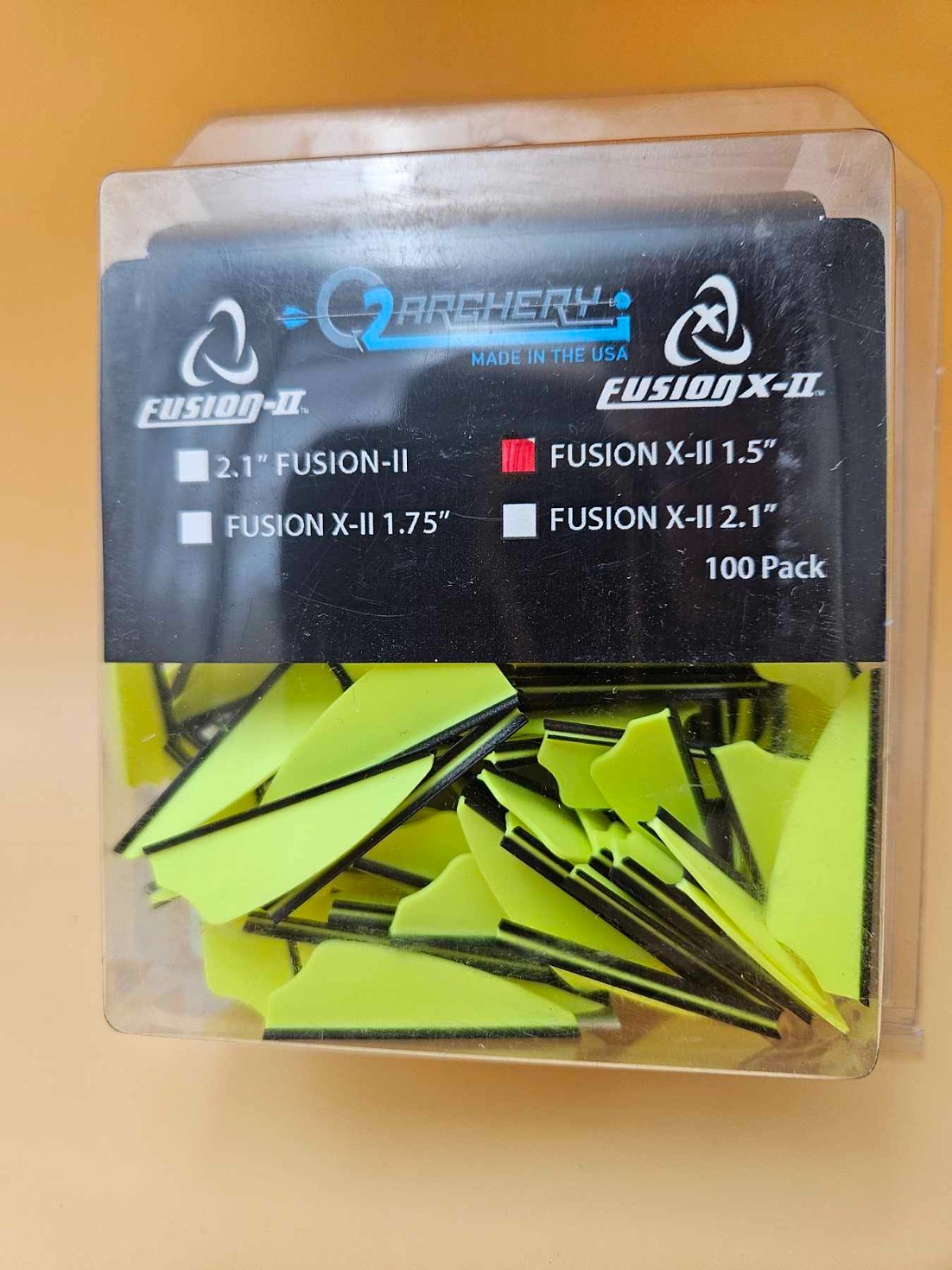 Q2I Archery Fusion X-II Target Archery Vanes - Yellow, 1.5" 100