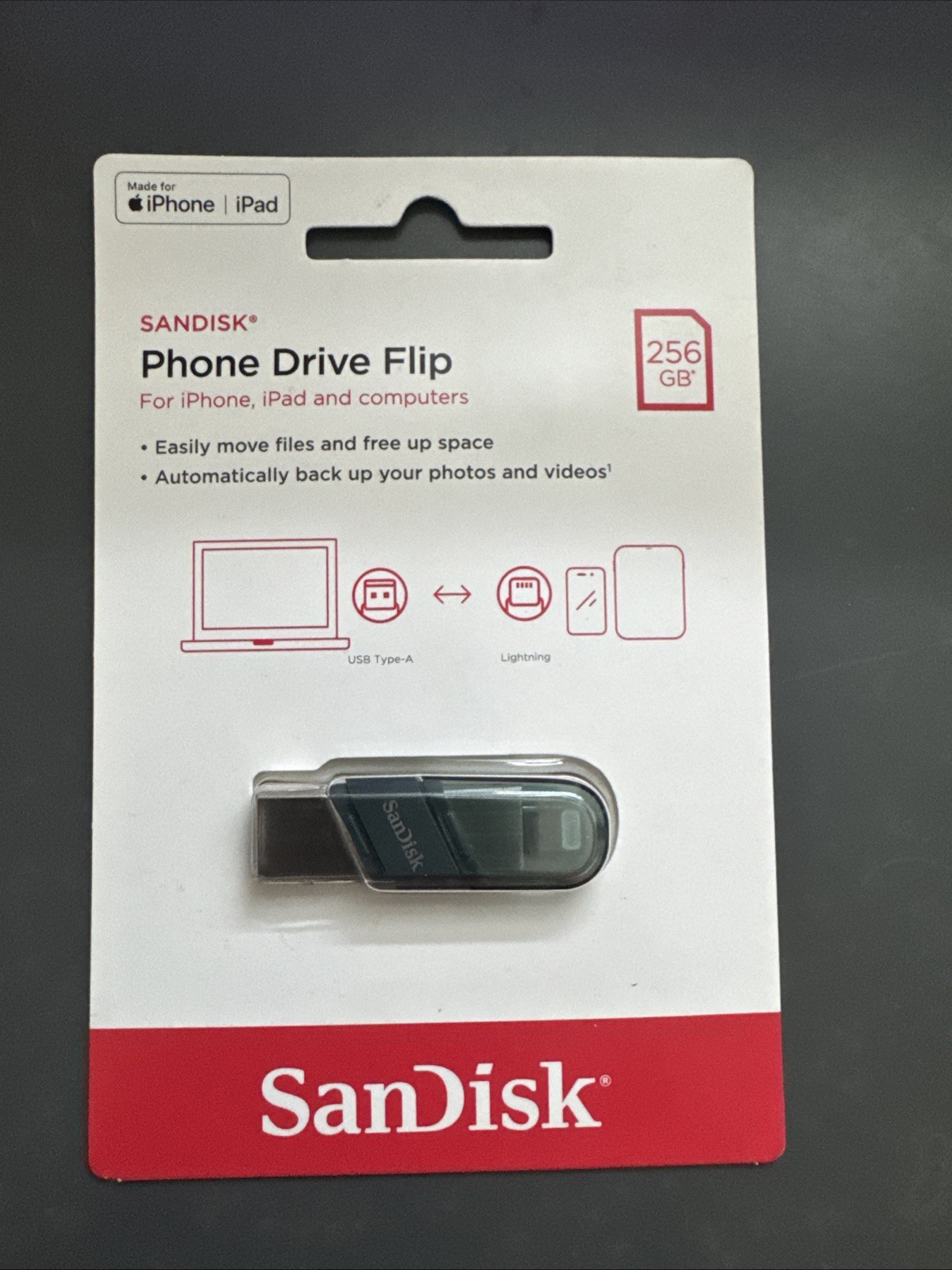 SanDisk SDIX90N-256G-AW6ME Phone Drive Flip 256GB USB Flash Drive