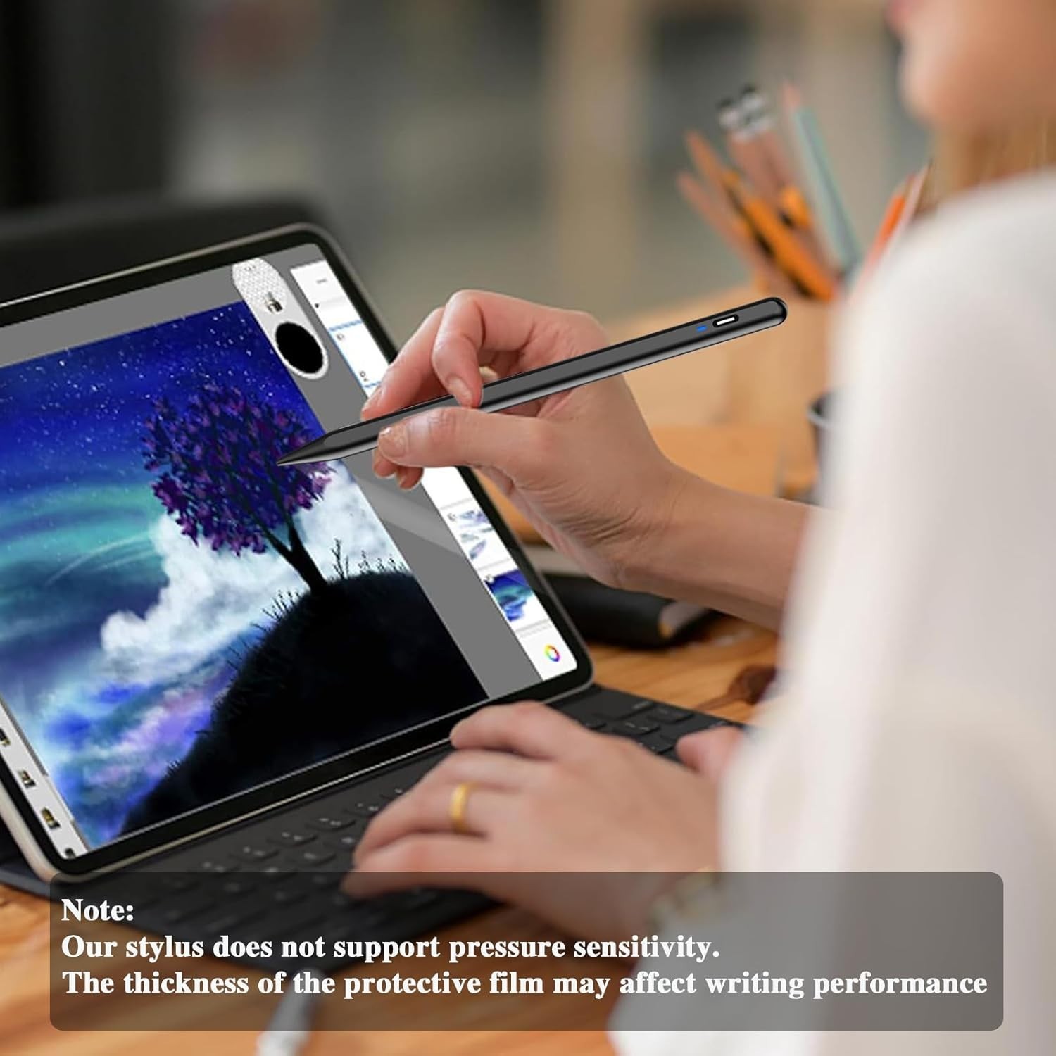 High Precision Stylus Pen for Android Tablets & iPhone with USB-C Charging