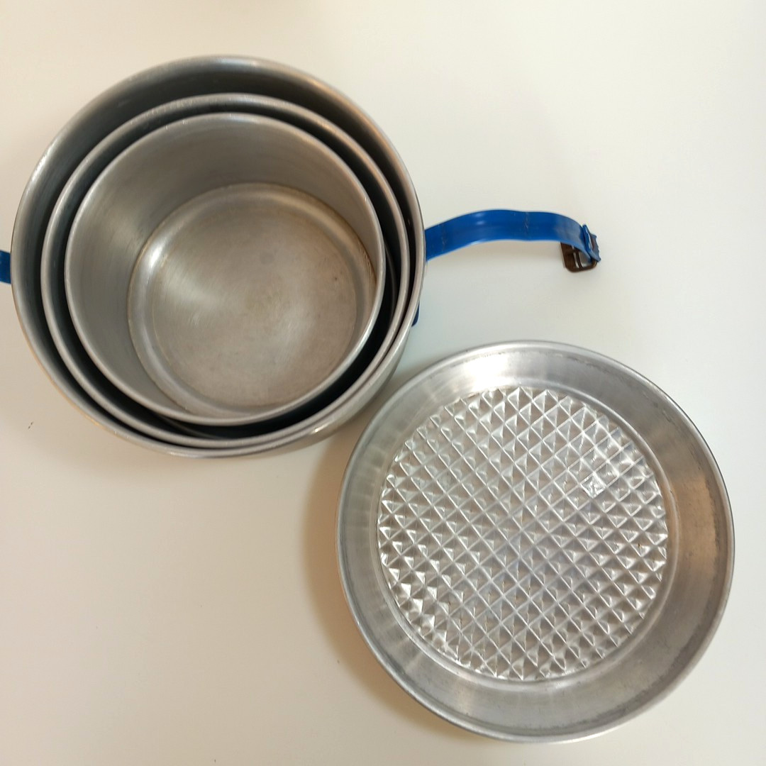 Vintage Mess Kit Aluminium Pots Camping Nesting Set 3