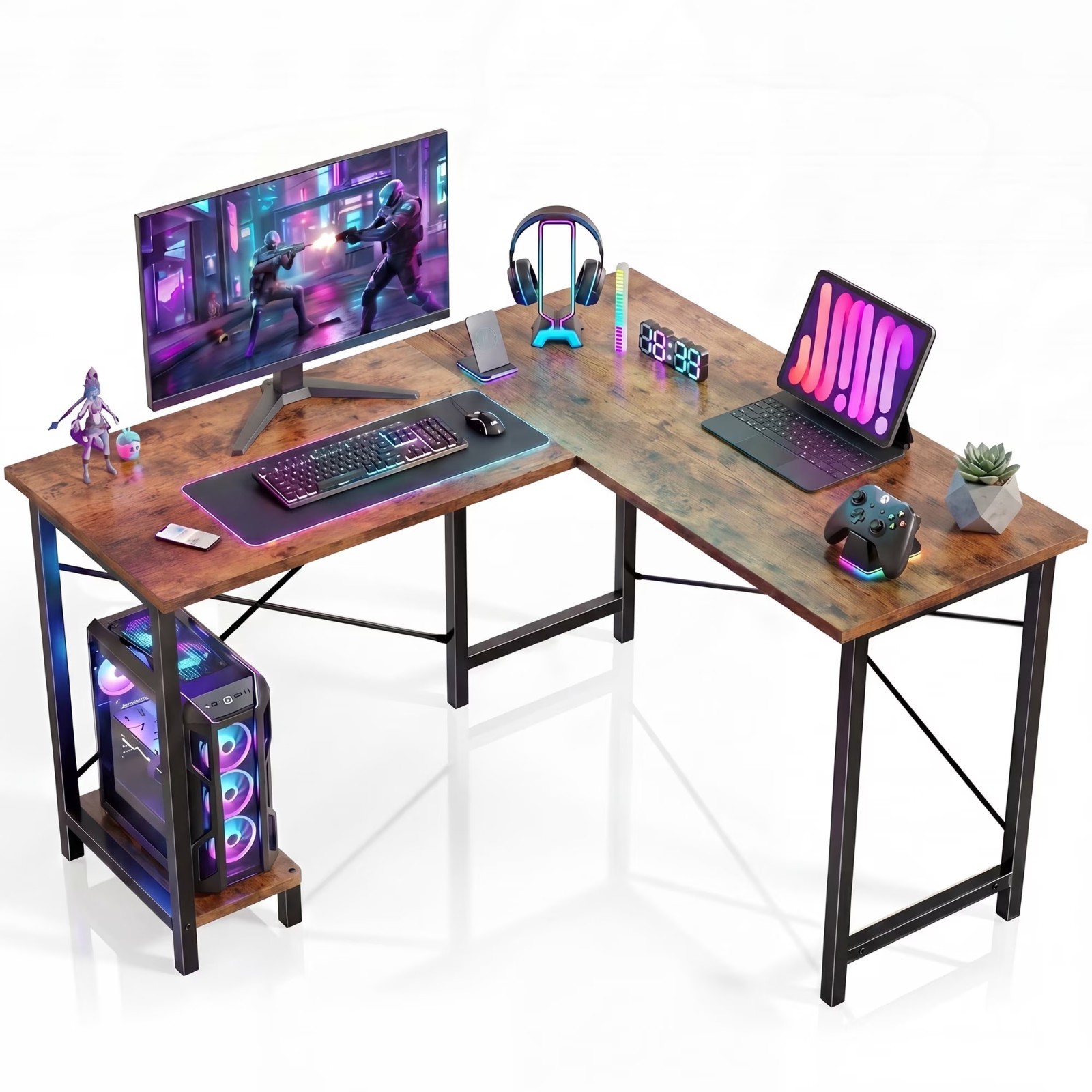 edx 50 Inch L Shaped Computer Desk, Corner Executive Desks Gaming Desk PC Table