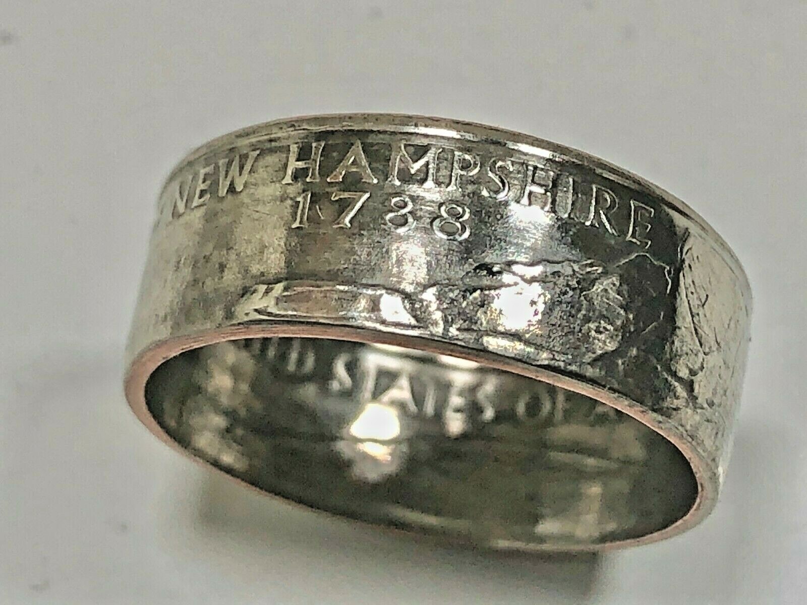 New Hampshire Coin Ring USA State Quarter 25 Cents Handmade Custom Jewelry