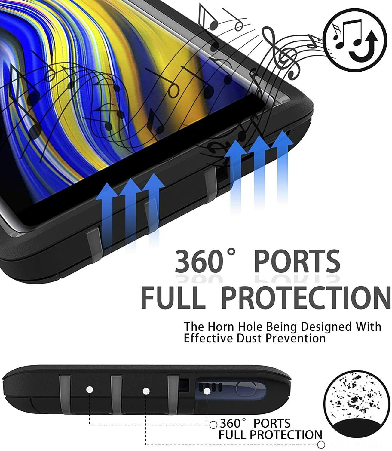 Rugged Defender Case for Galaxy Note 10+Plus (ONLY) With Belt Clip