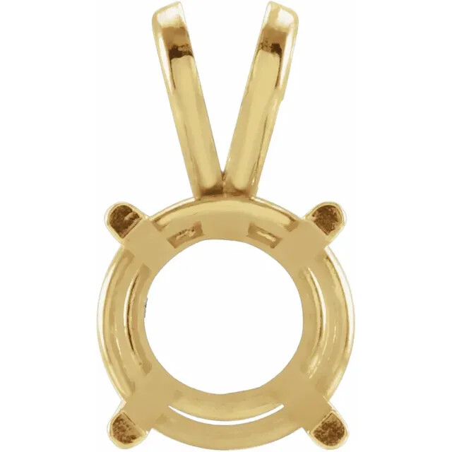 14K Solid Yellow Gold Round Cut Pendant Setting Pendant Mounting 4 Prong