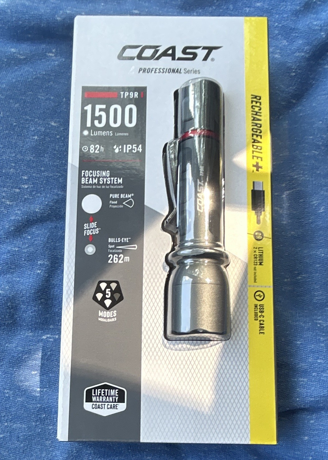 Coast TP9R LED Flashlight - 1500 Lumens - Rechargeable - Black - IP54
