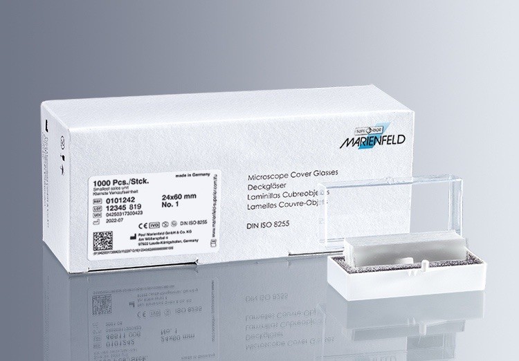 Box Of 1000 Marienfeld Superior 22 x 60mm Rectangular Microscope Cover Glasses