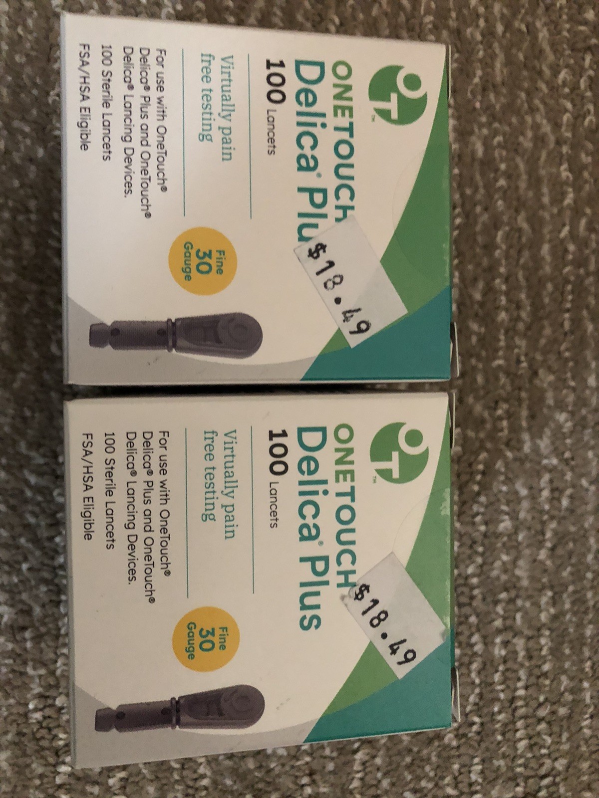 OneTouch Delica Plus 200 Sterile Lancets(100each Box) New Never Opened Box