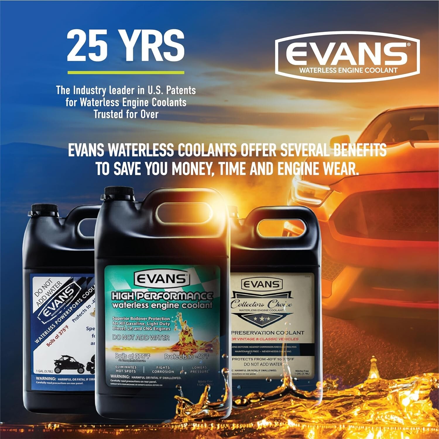 Premium Waterless Engine Coolant, 128 oz - Enhances Engine Efficiency & Power