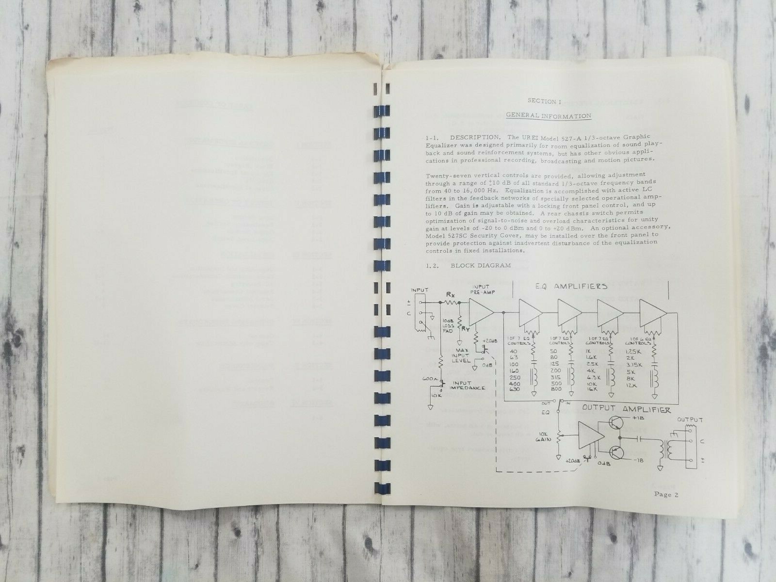 Vintage Active Graphic Equalizer Instruction Manual Model 527 A