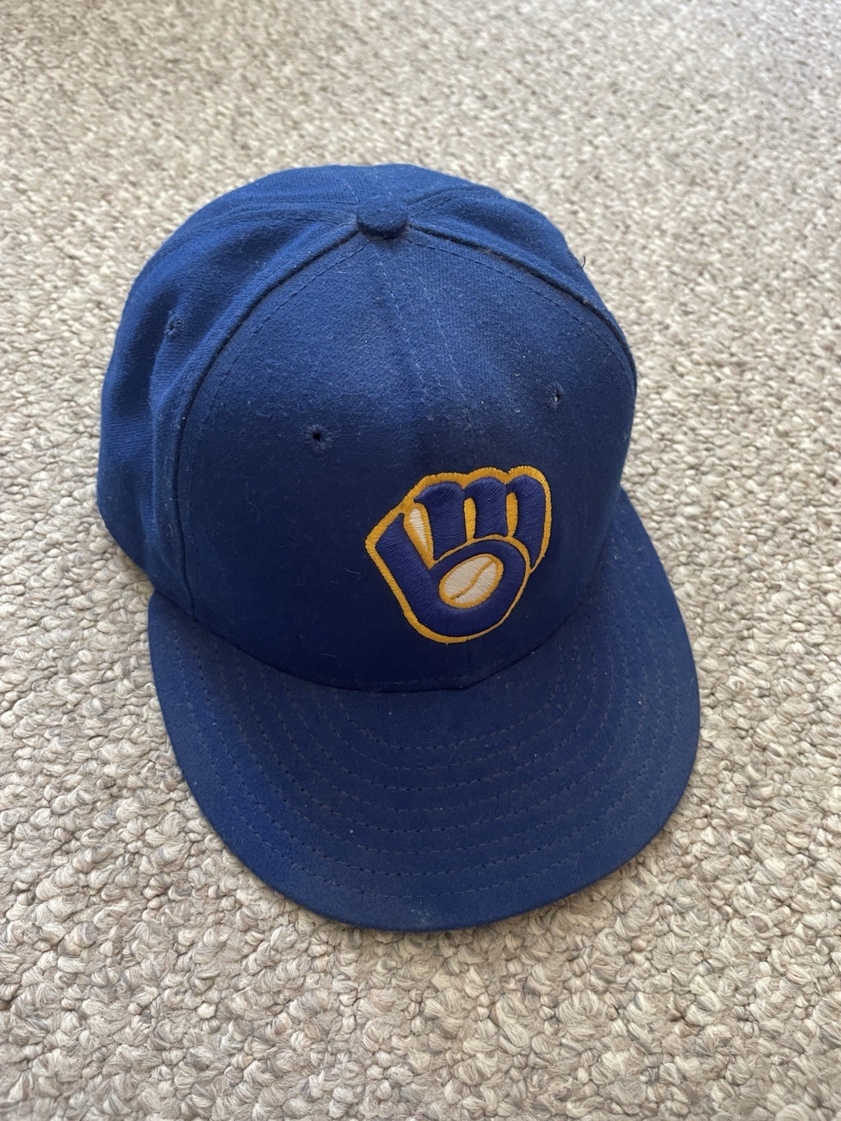 Milwaukee Brewers New Era 59Fifty Throwback Baseball Hat Size 7 Blue