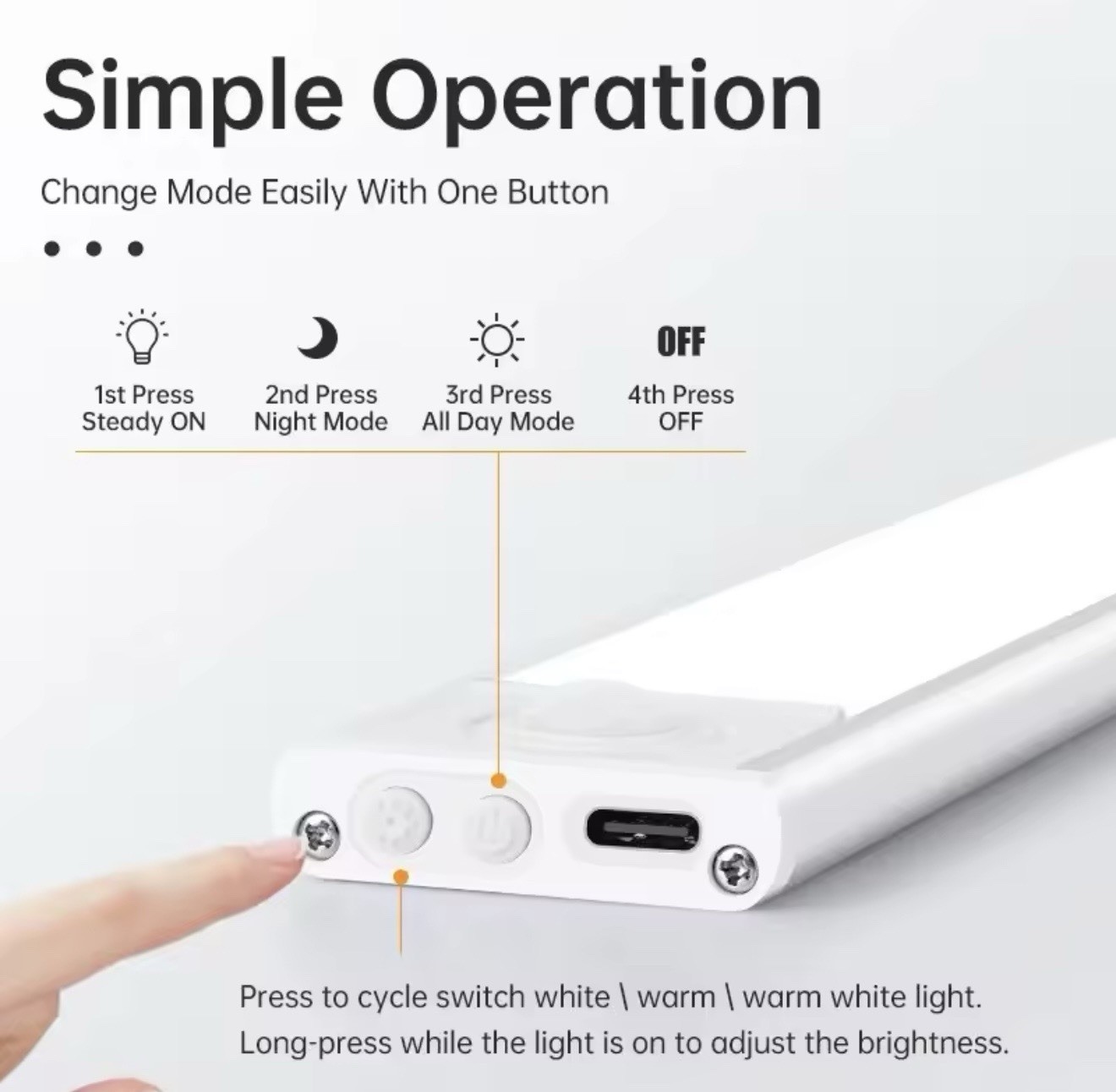 USB Motion Sensor LED Light Under Cabinet Closet Kitchen Magnetic Lamp