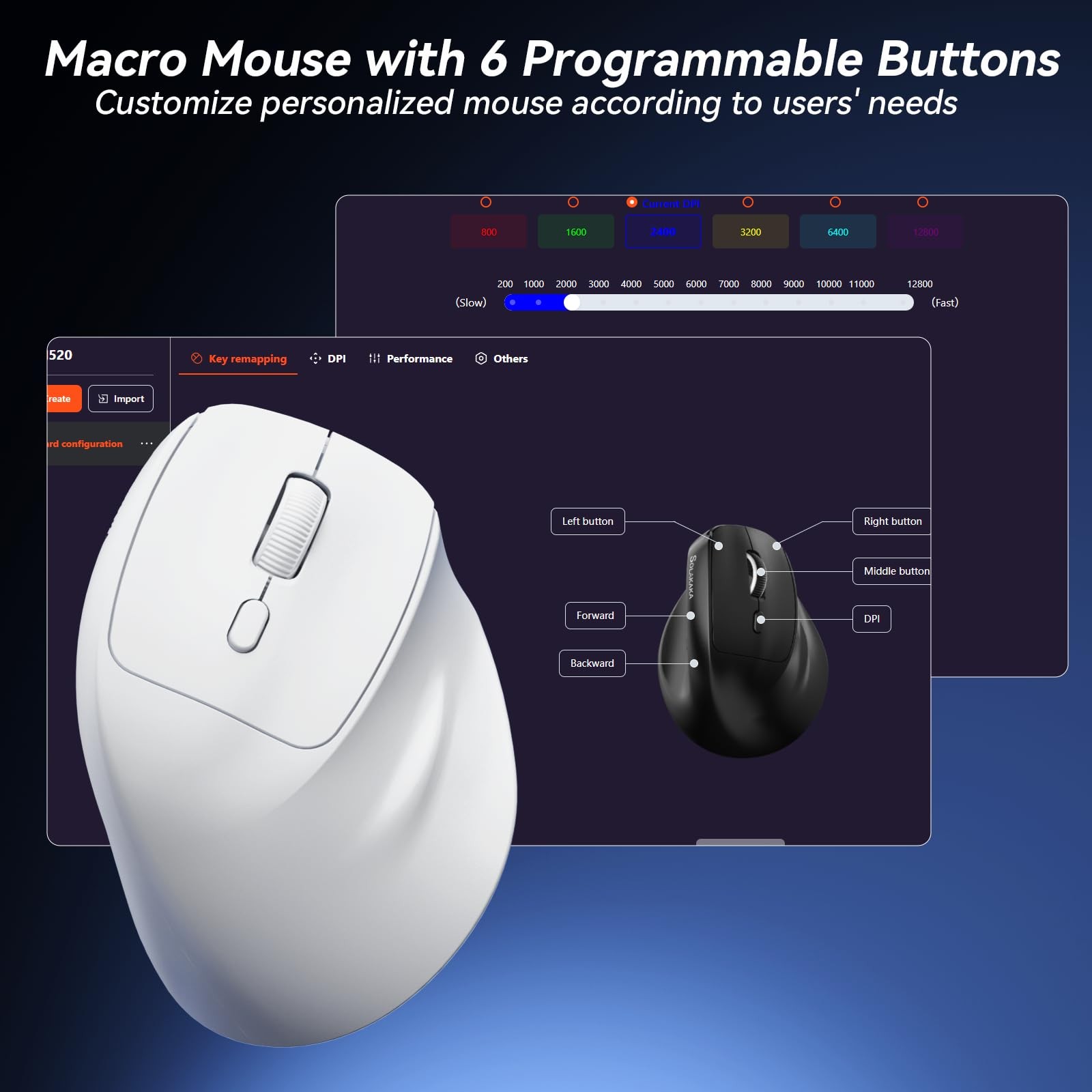 SM520 Ergonomic with 24000 DPI, Vertical with Programmable Side Button, Wirel...