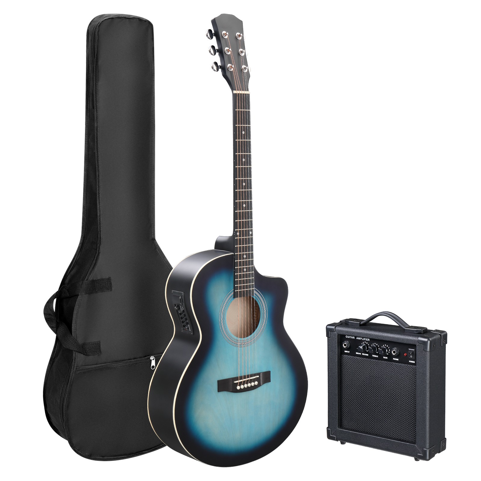 Full-Size 41 Inch Basswood Body Guitars Kit for Beginner With 15W Amp