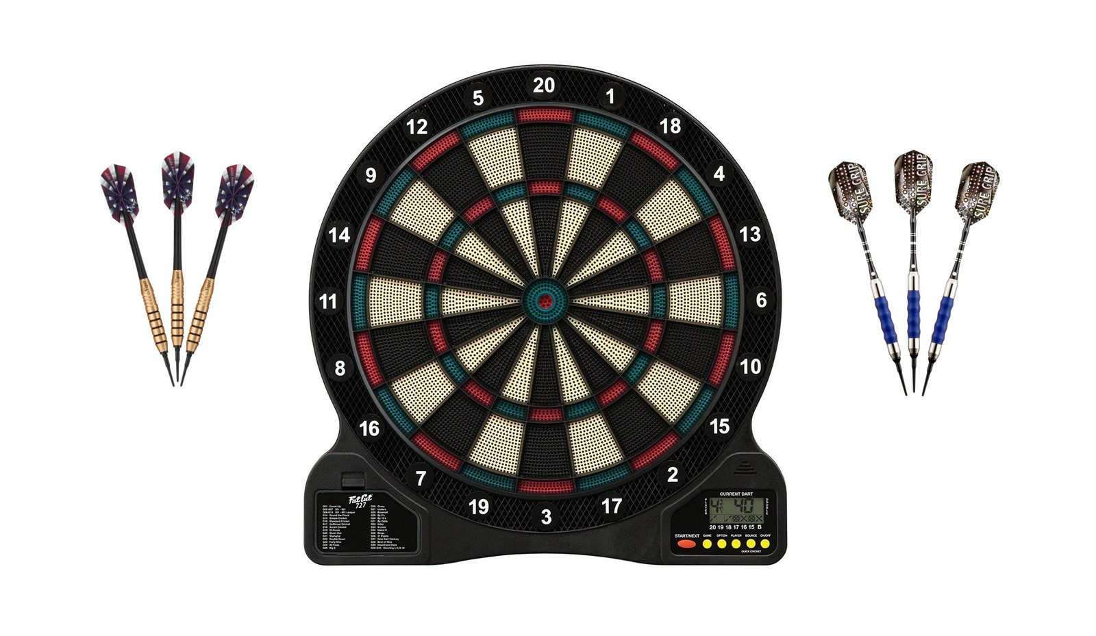 Electronic Soft Tip Dartboard + Elite Brass 20 Grams + Blue Darts 18 Grams