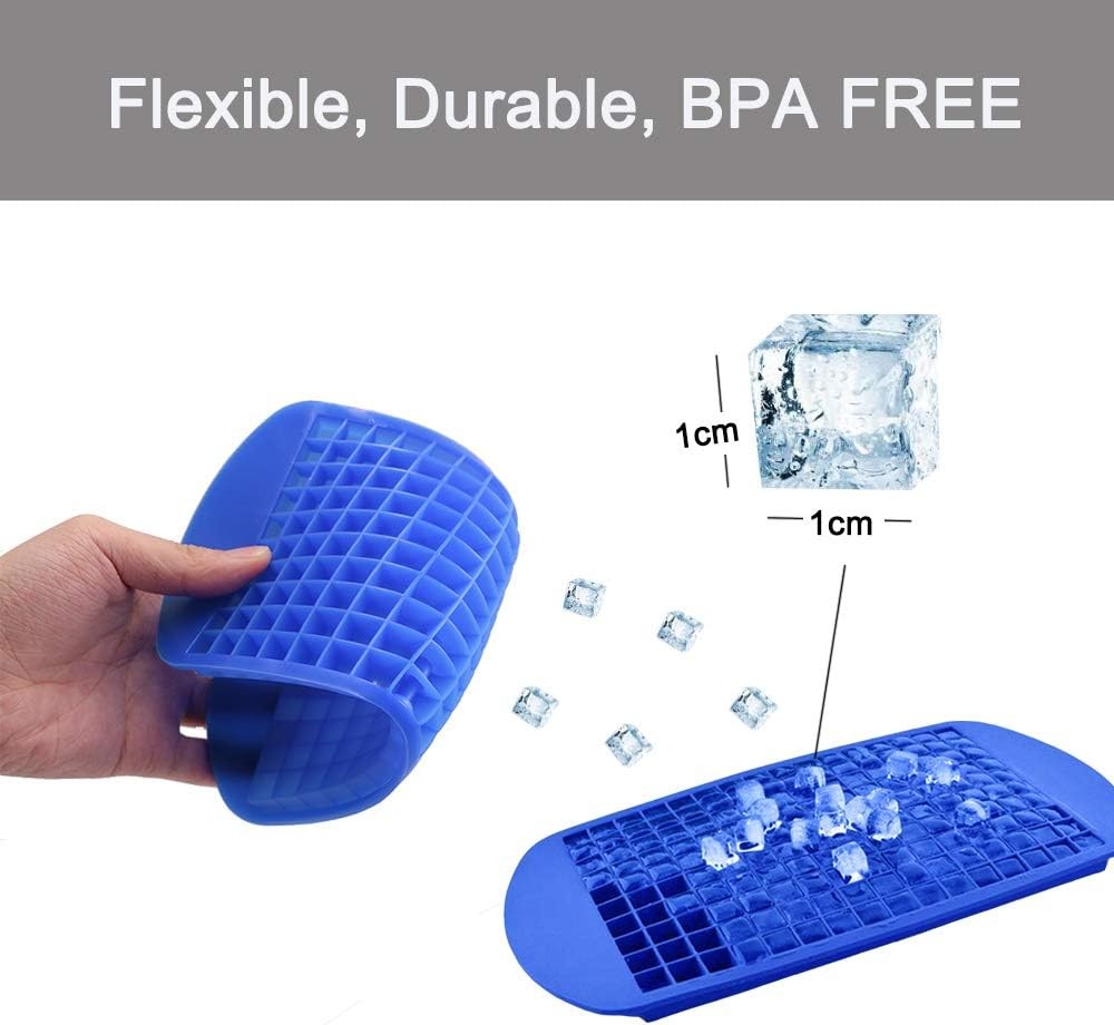 Silicone Mini Ice Cube Trays 2 Pack, 160 Small Ice Cube Molds Easy Release