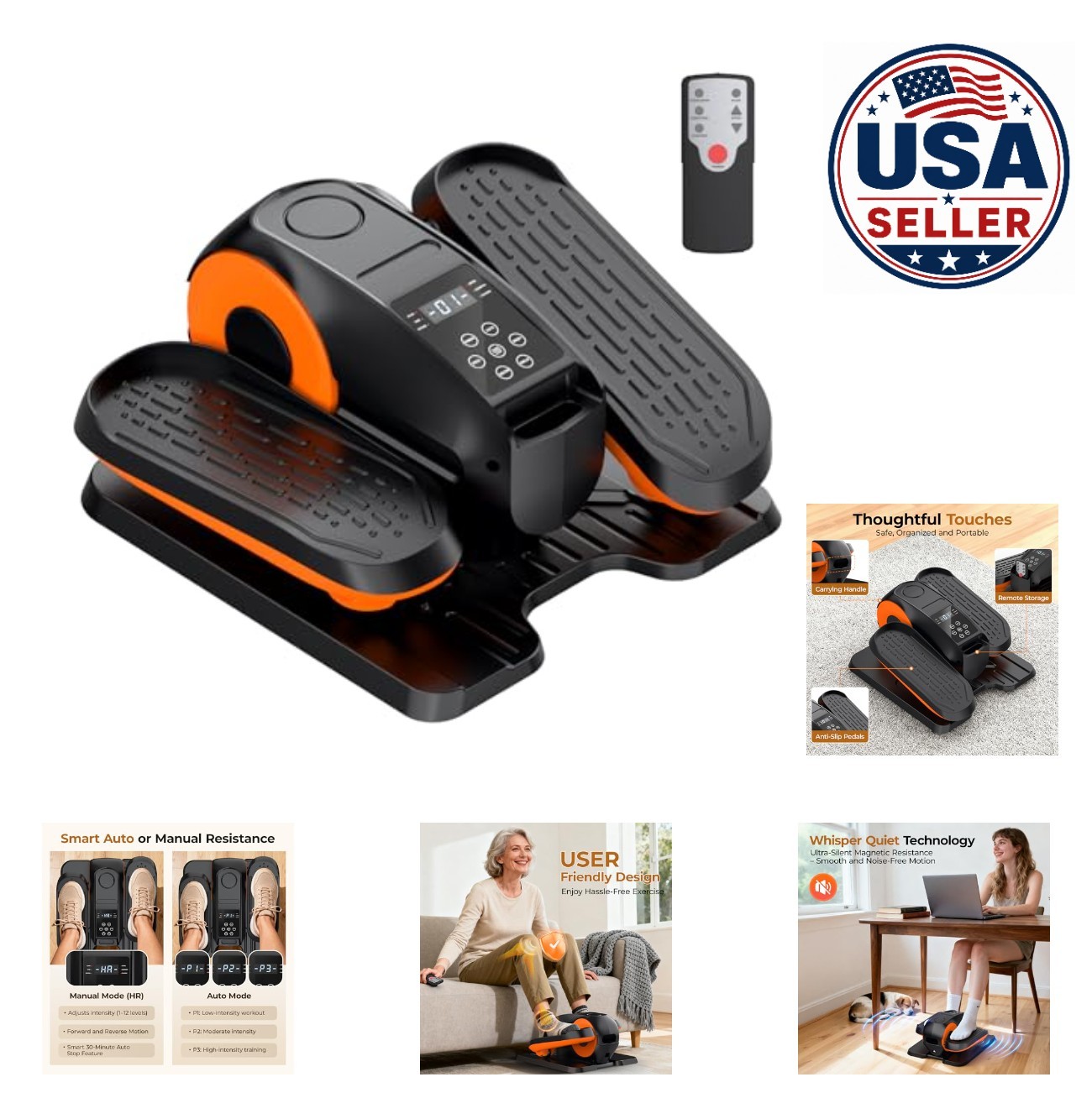 Under Desk Elliptical Machine 12 Speed Quiet Portable Seated Pedal Exerciser