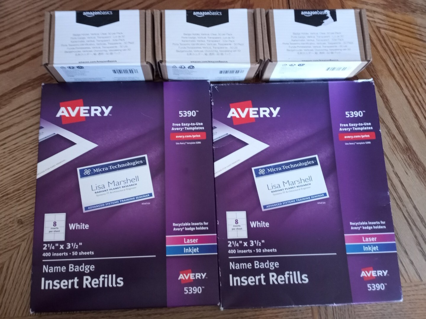 Lot- Clear Vertical Badge Holders (150), Avery Insert Refills 60 Sheets (480)