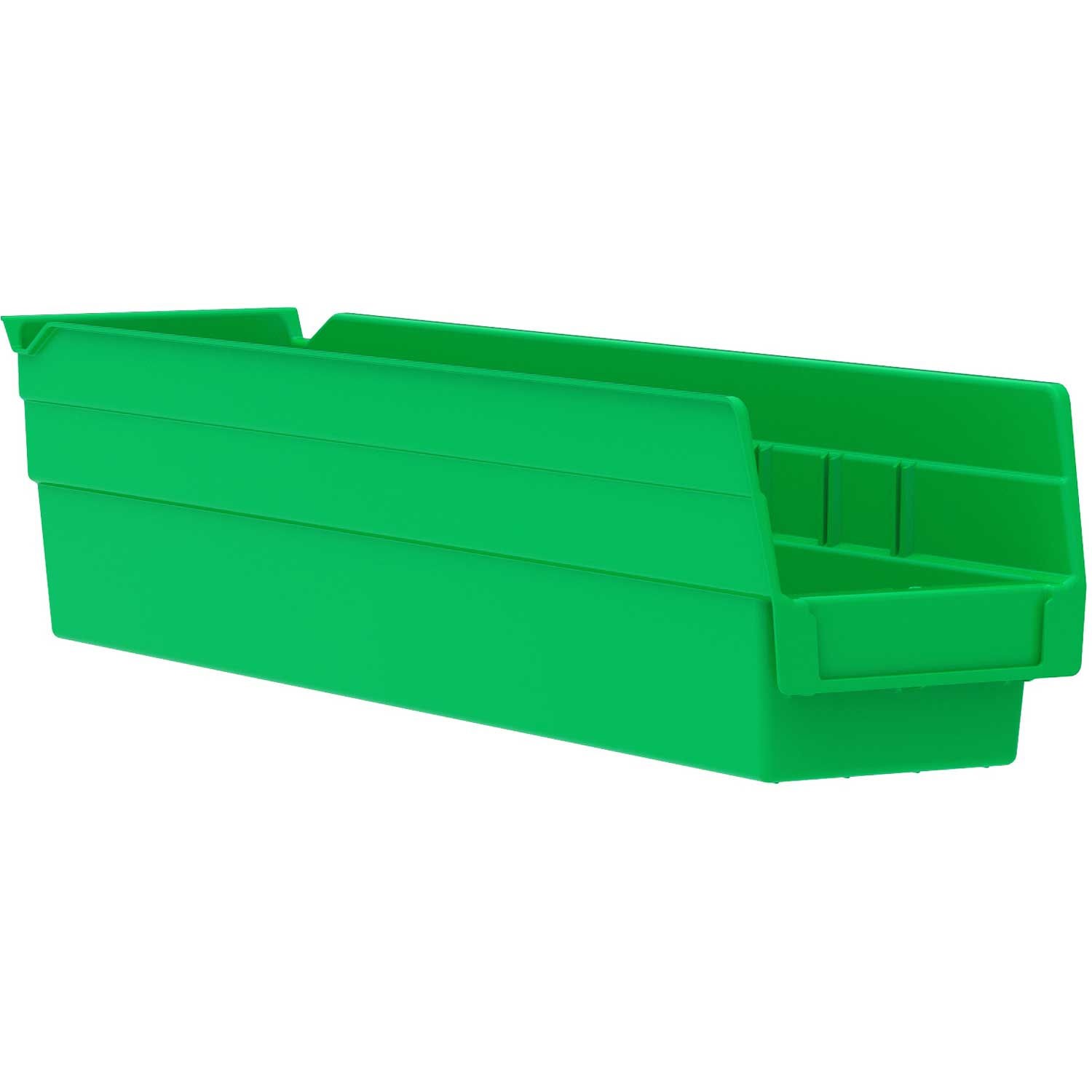 Akro-Mils 30128 Plastic Shelf Bin Nestable - 4-1/8"W x 17-7/8"D x 4"H Green Lot