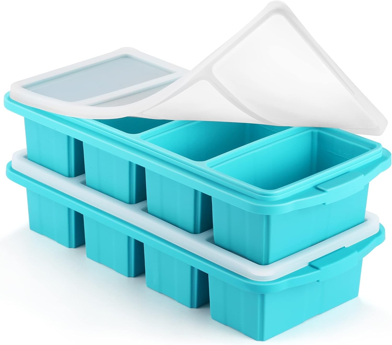 Silicone Freezer Tray With Lid - Silicone Freezer Food Molds- Large Ice Cube